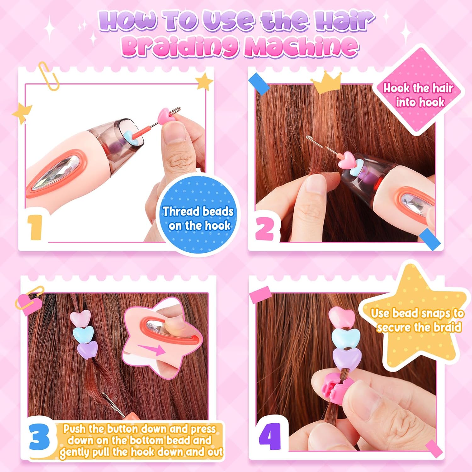 Detalle de DIY Hair Princess Decoration Braiding Kit with Gems, Age 5-12 ๐
