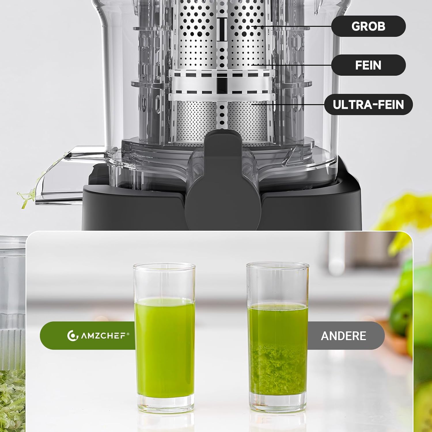 Thumbnail 5 de AMZCHEF Entsafter Slow Juicer 136 mm