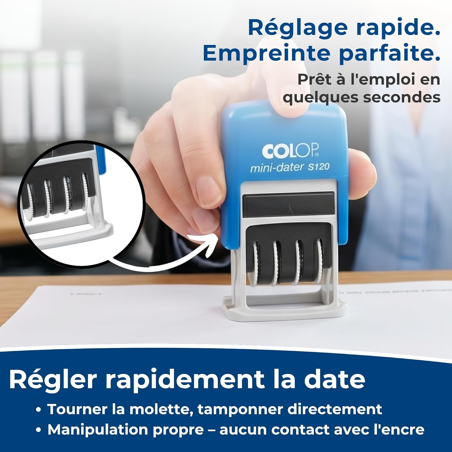 Detalle de COLOP Mini Dateur Printer S120 – Dateur compact encre noir, 12 ans, 4 mm