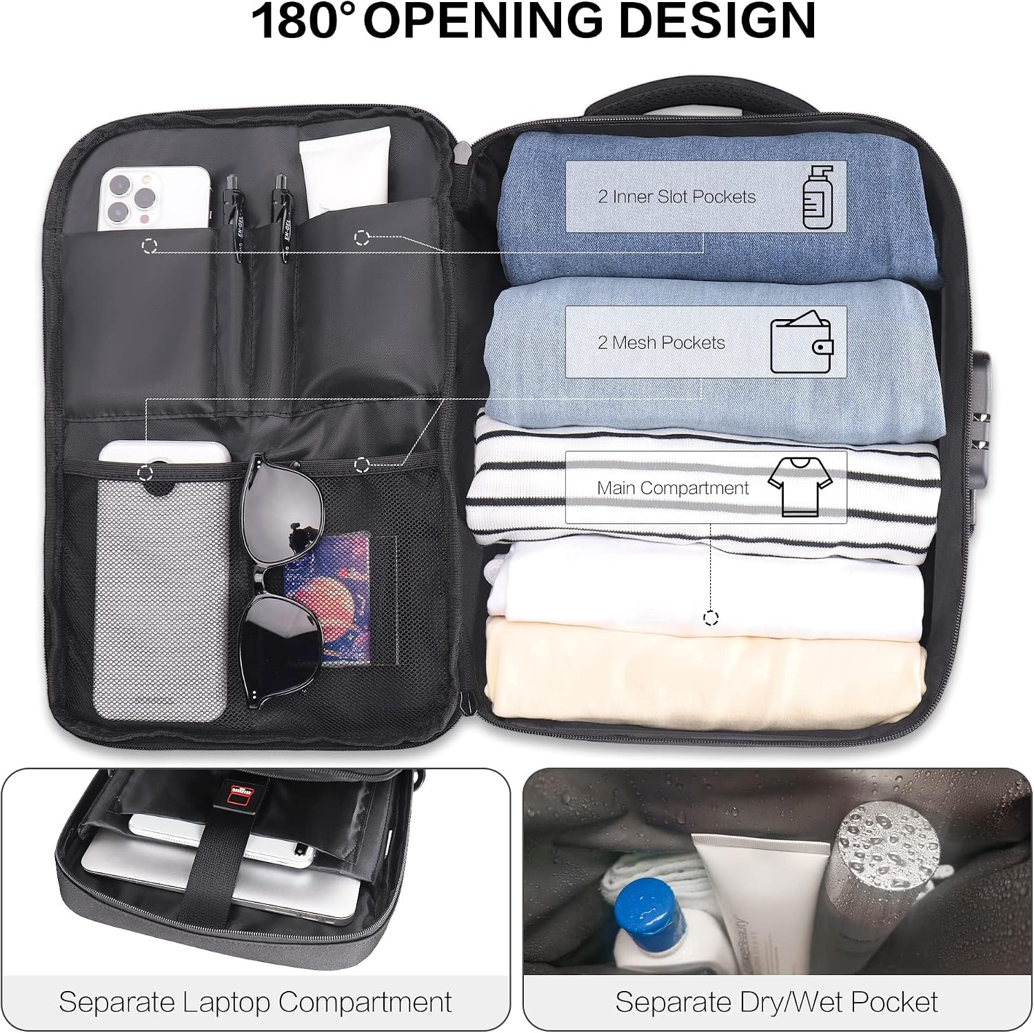 Detalle 2 de YOUNGOA Mochila Cabina Avión 20L con Compartimento Pórtatil ✈