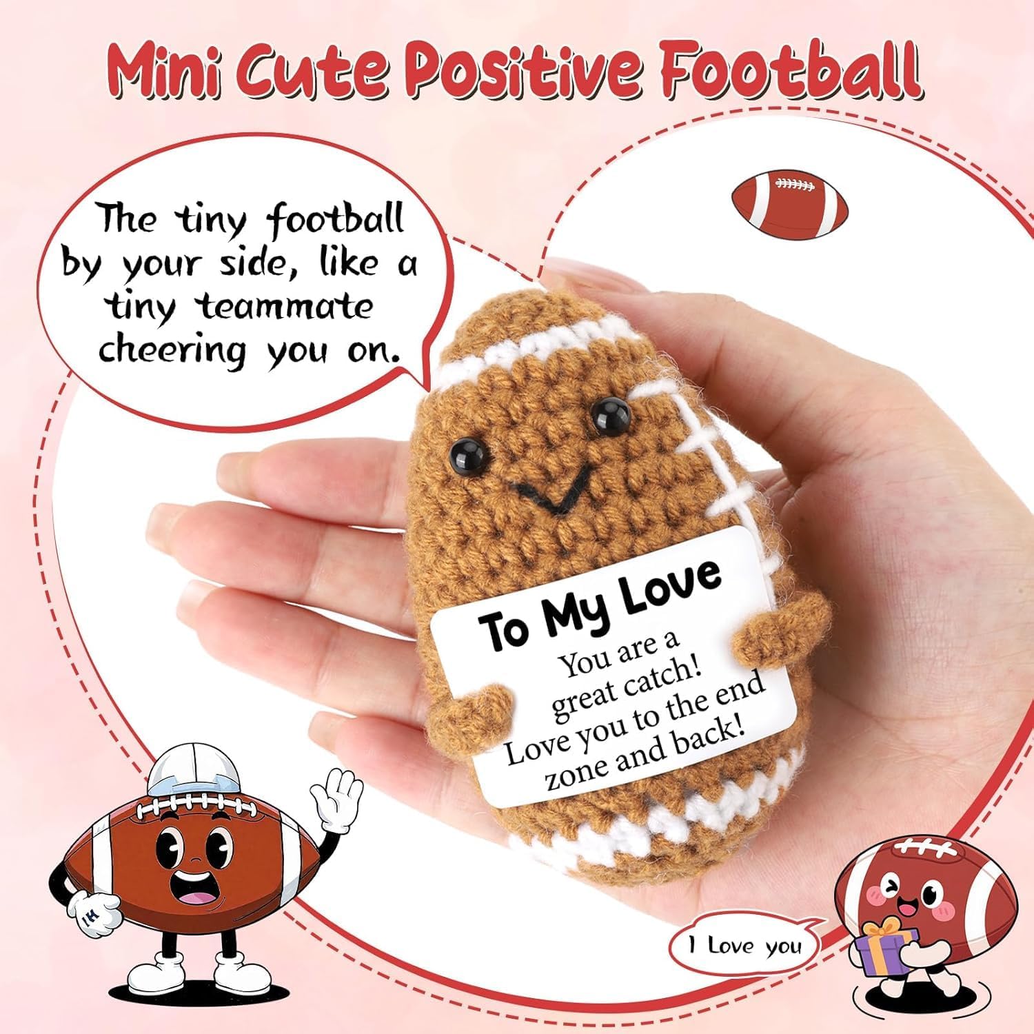 Thumbnail 4 de ALUNME “To My Love” handmade crochet rugby football gift (small plush)