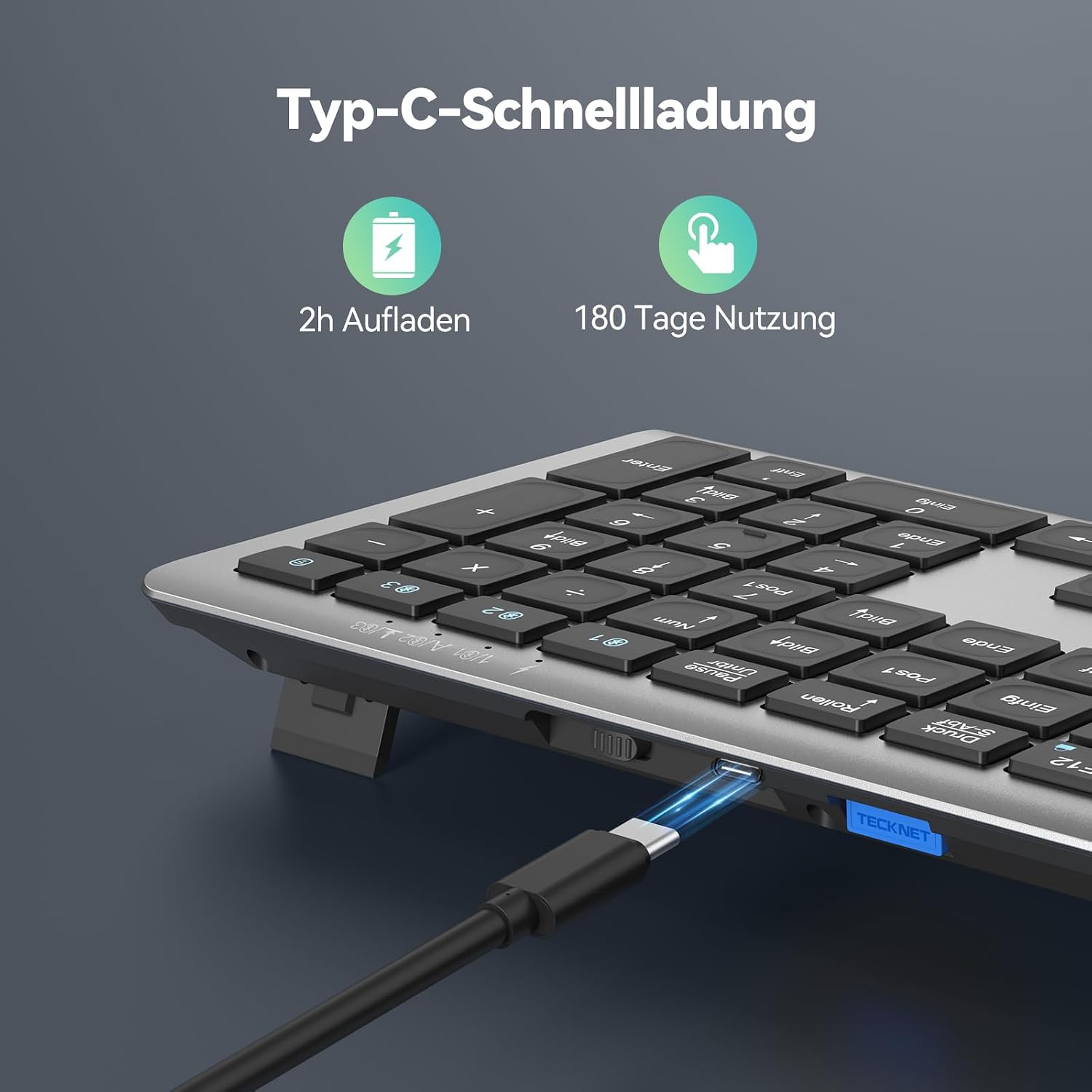 Thumbnail 2 de TECKNET Bluetooth Tastatur Kabellos BT+2.4G