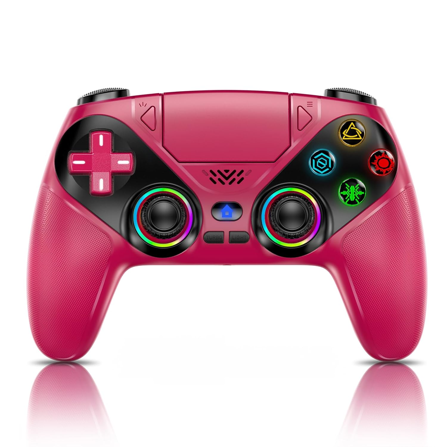 Detalle de Gamrombo LED Wireless Controller for PS5 (Dual Vibration, 3.5mm Audio Jack, 6-Axis Motion Control) — Maroon