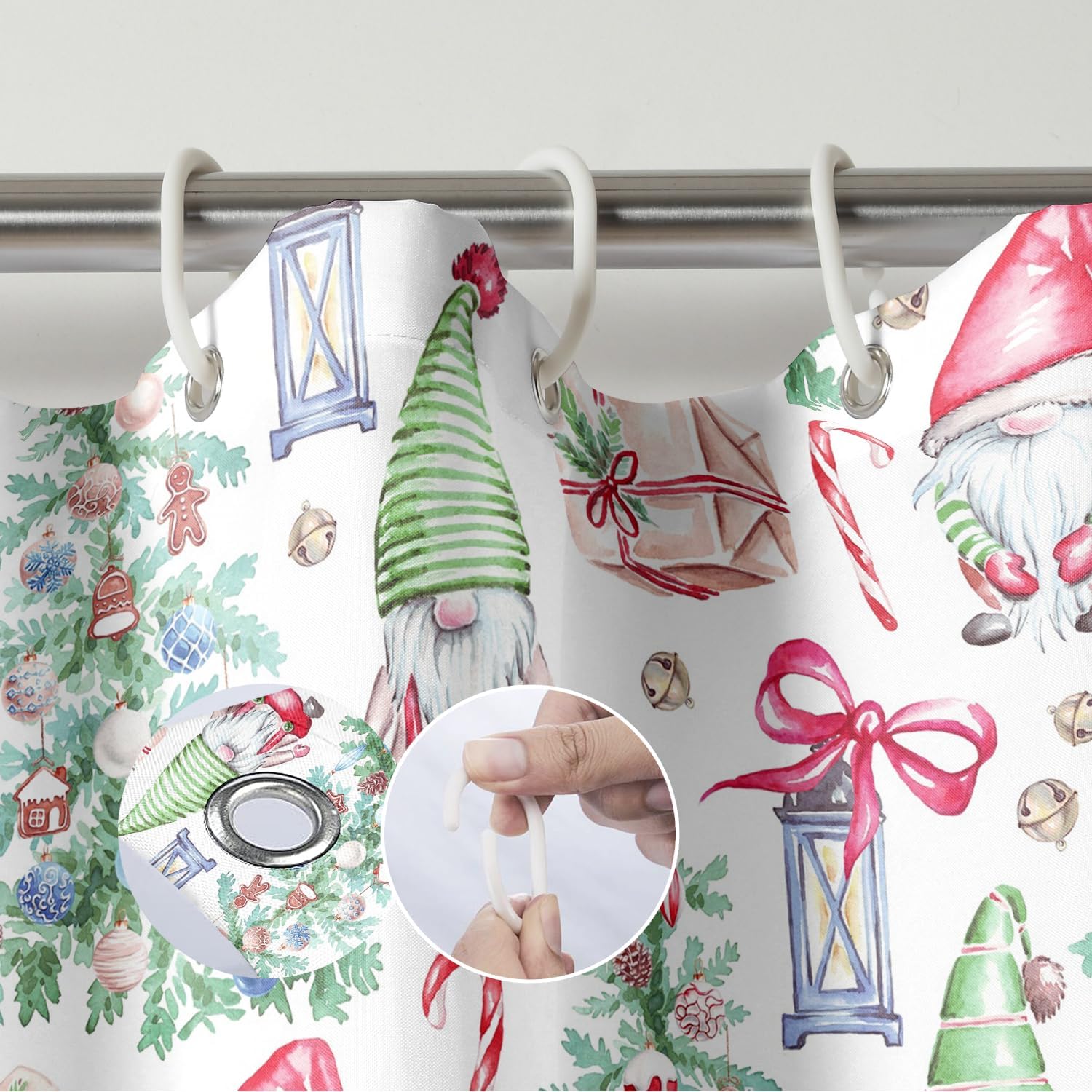 Detalle 2 de M&W DAS DESIGN Duschvorhang Weihnachtlicher Badvorhang 180x200 – anti Schimmel, waschbar, robust