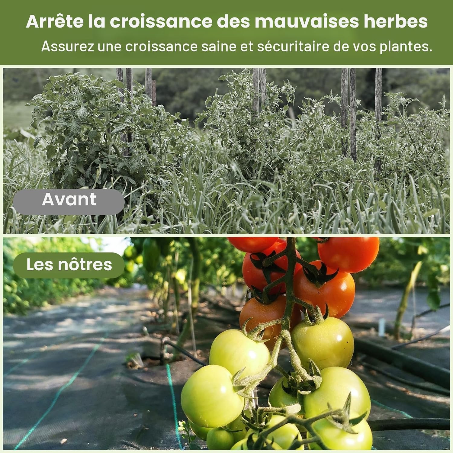 Detalle 2 de Velway Toile de Paillage 1,2x15M – Tissu tissé anti-mauvaises herbes en PP 100 g/m², perméable et résistant UV