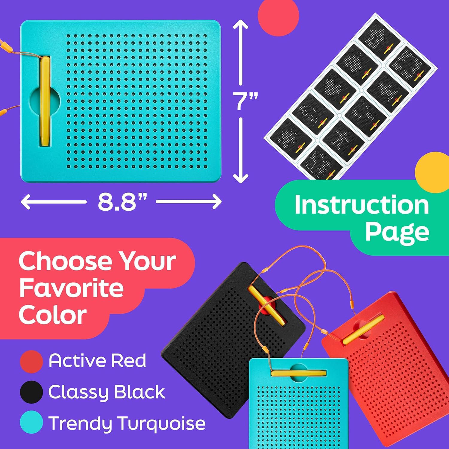 Detalle 2 de AYNAT FUN Magnetic Drawing Board for Kids & Toddlers with Beads and Magnet Stylus Pen