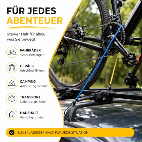 Detalle 2 de repairr 10x Allzweck Expander mit Haken – Extra Starke Gepäckspanner, Set 88/59/46/38 cm
