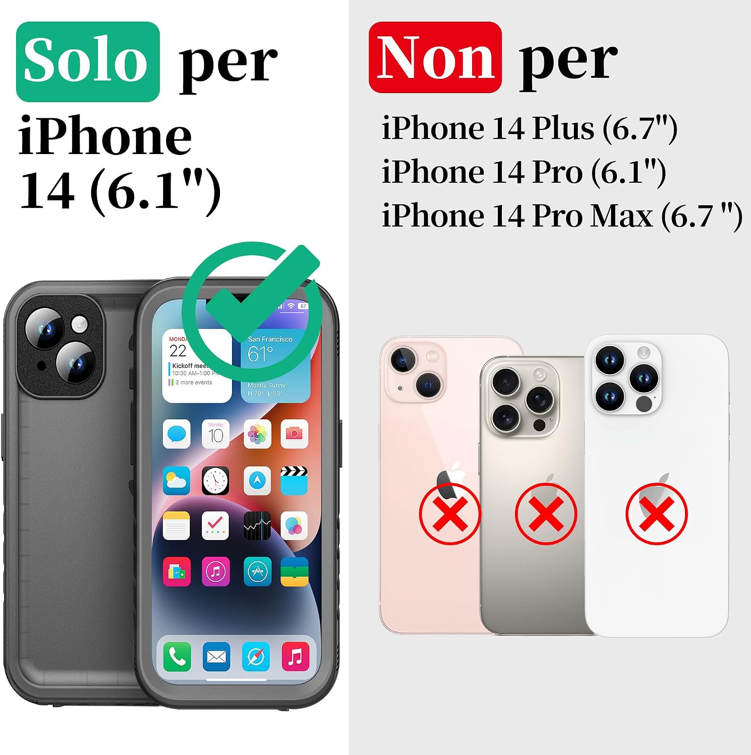 Detalle 2 de Cozycase Cover TOP Antiurto IP68 per iPhone 14 – Custodia completa, impermeabile e resistente