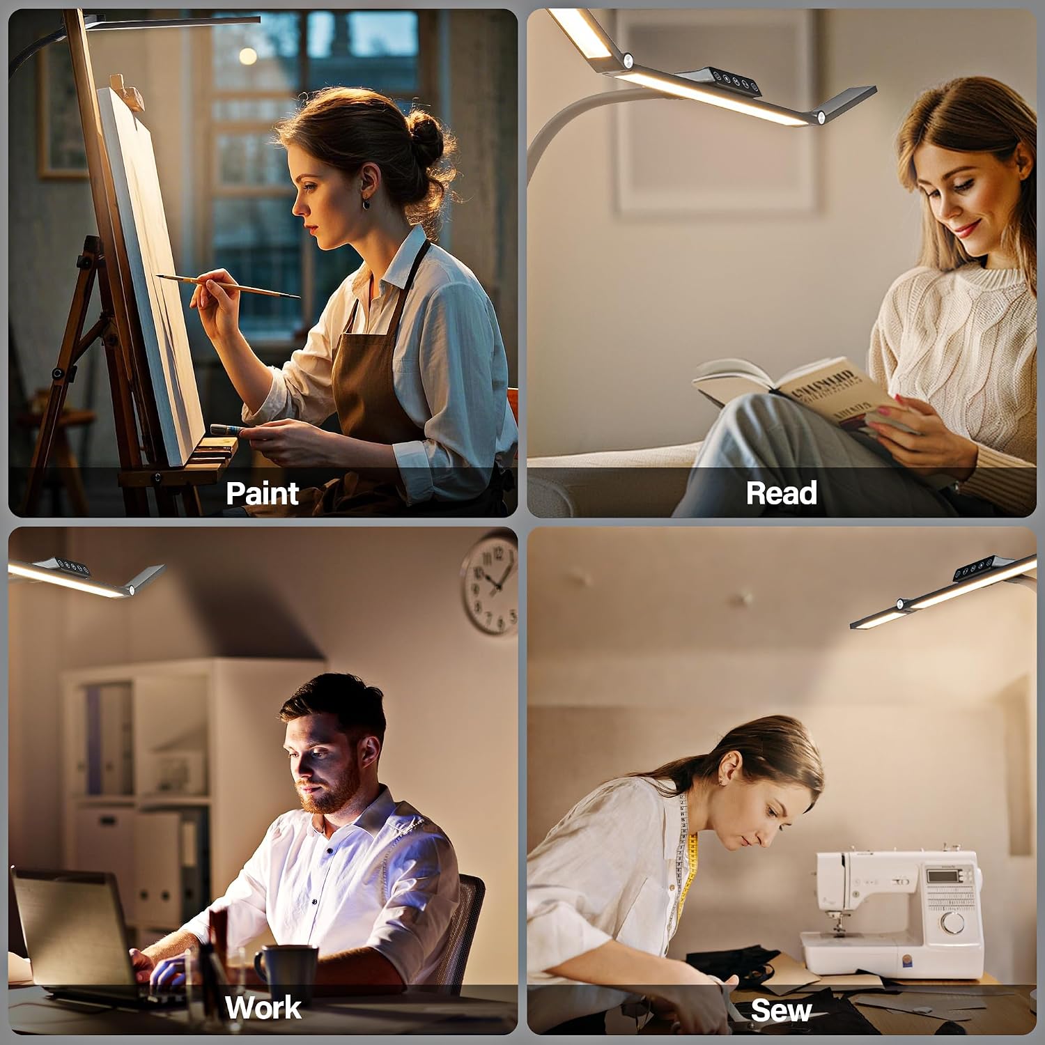 Thumbnail 6 de VOURTM ZT868 LED Clamp Desk Lamp, 24W, 69 cm Light Bar, Remote