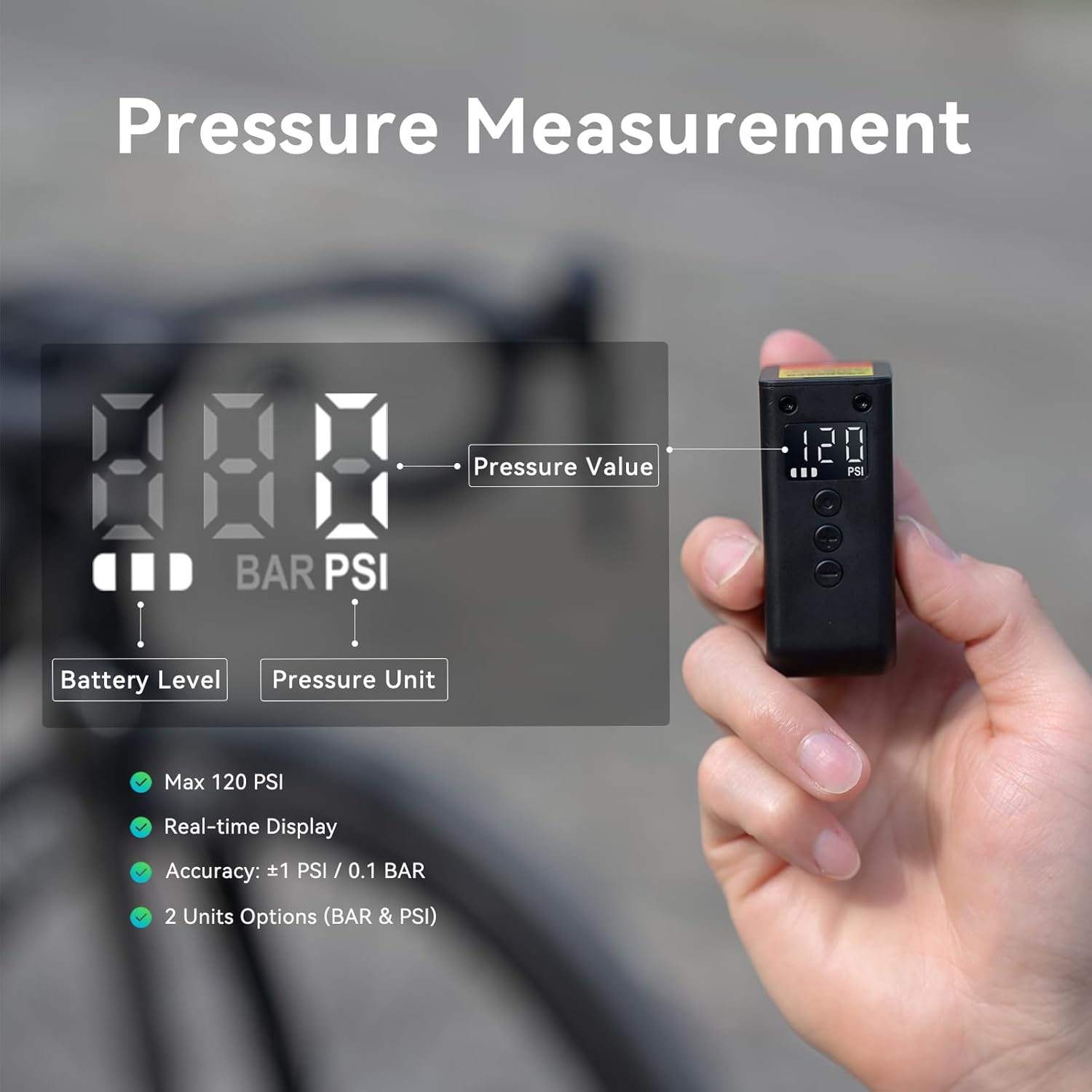 Thumbnail 2 de CYCPLUS Tiny electric bike pump 120 PSI