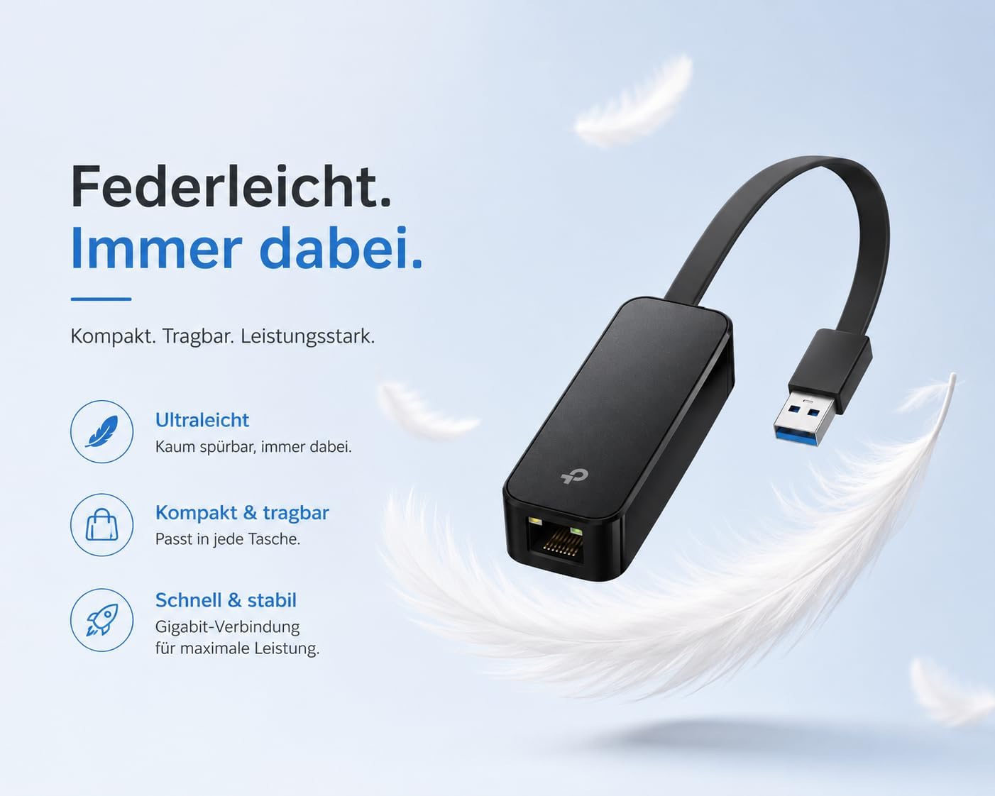Detalle 2 de TP-Link UE306 USB‑auf‑Ethernet Adapter 1000 Mbps 🌐