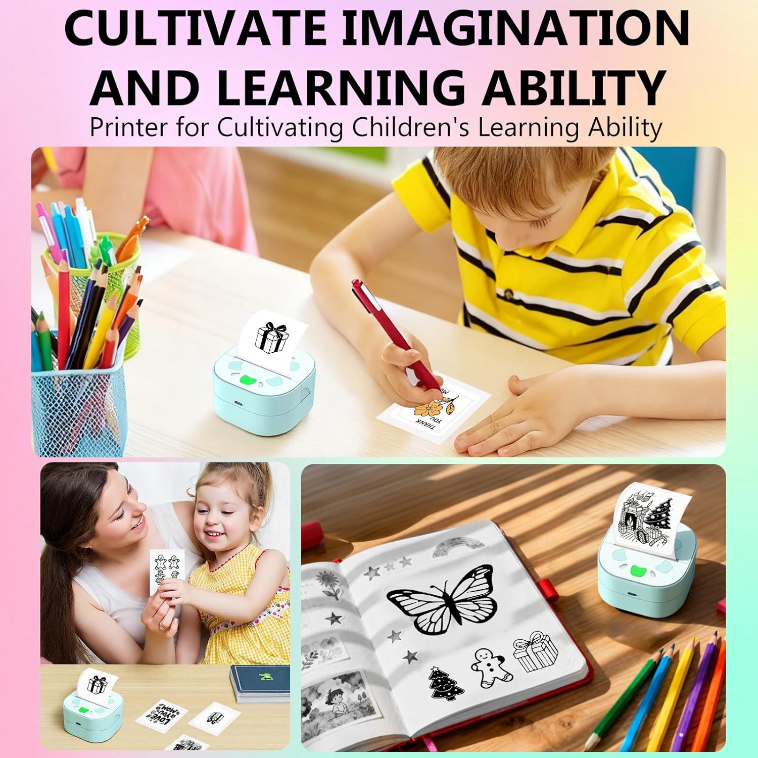 Thumbnail 5 de Zhwidnerso Mini Thermal Printer with 3 Rolls Paper – Bluetooth pocket sticker printer for Android & iOS