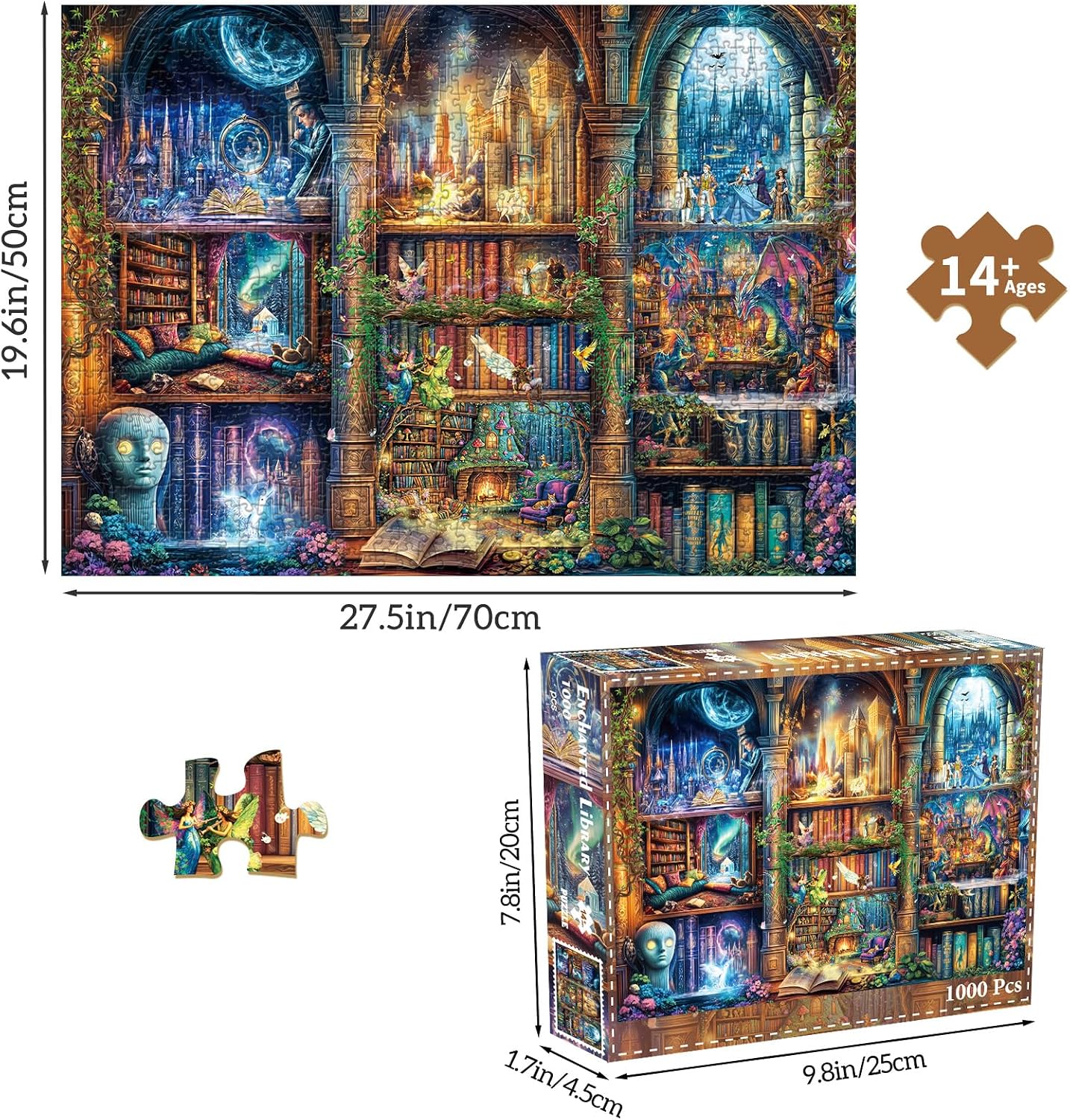 Detalle 2 de Enchanted Library 1000-piece jigsaw puzzle