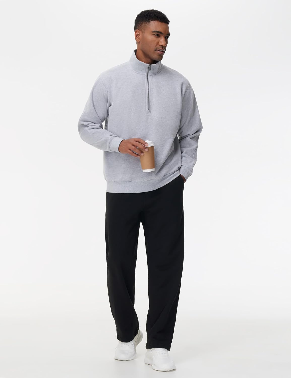 Thumbnail 4 de THE GYM PEOPLE Men's Fleece Joggers, Straight-Leg Open Bottom, 3 Pockets