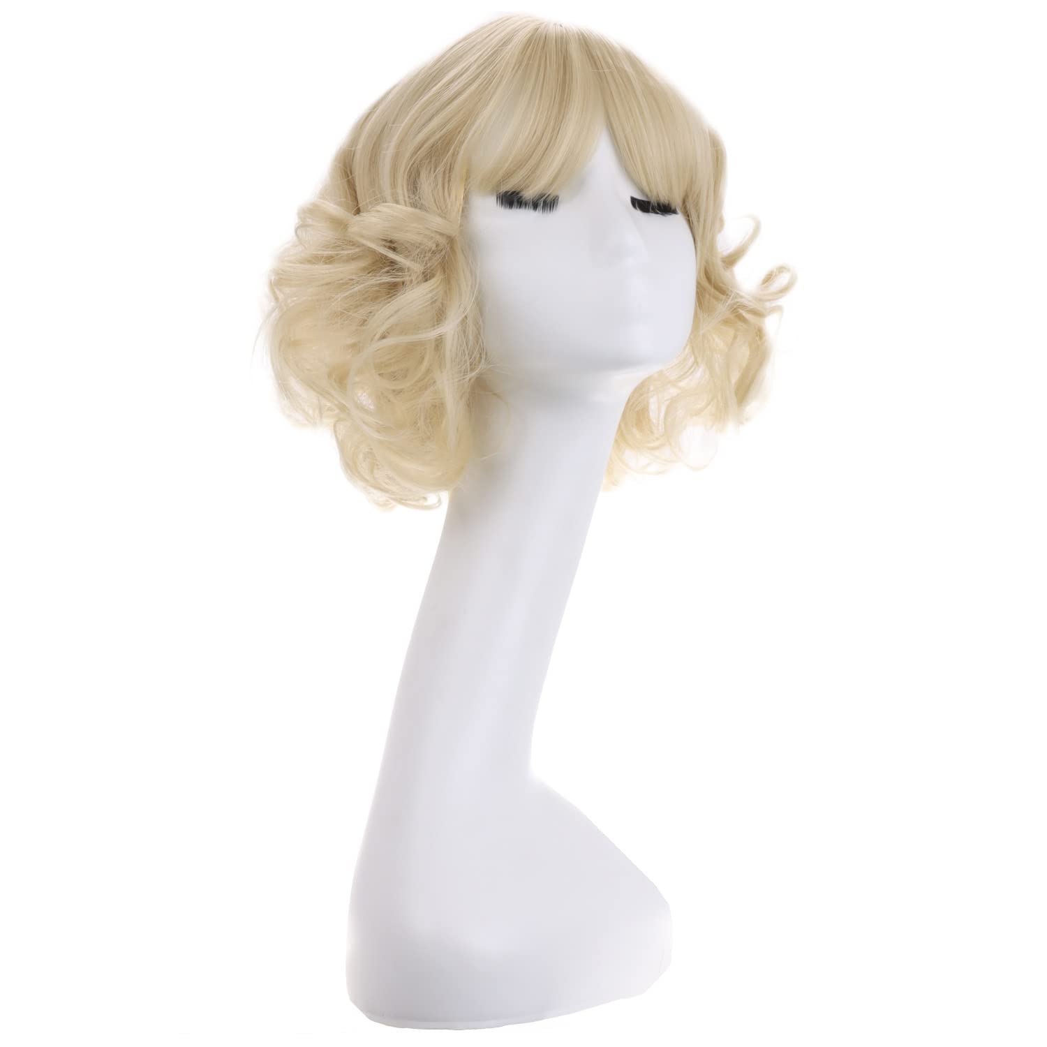 Detalle de MAGQOO KYL001-A4 Light Blonde Wig with Bangs, 12-Inch Curly Style