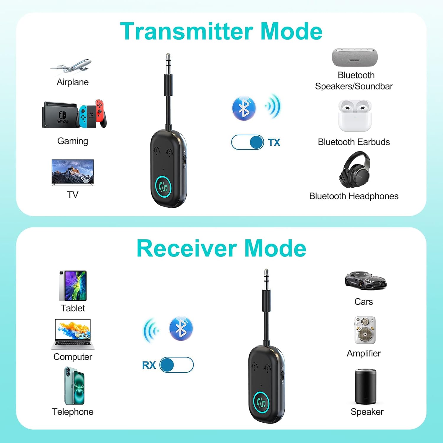 Thumbnail 4 de Bluetooth 5.3 Transmitter Receiver 2‑in‑1