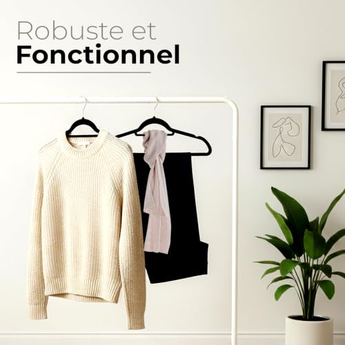 Thumbnail 2 de Utopia Home Cintres en Velours avec Barre à Cravate – Noir, Lot de 50