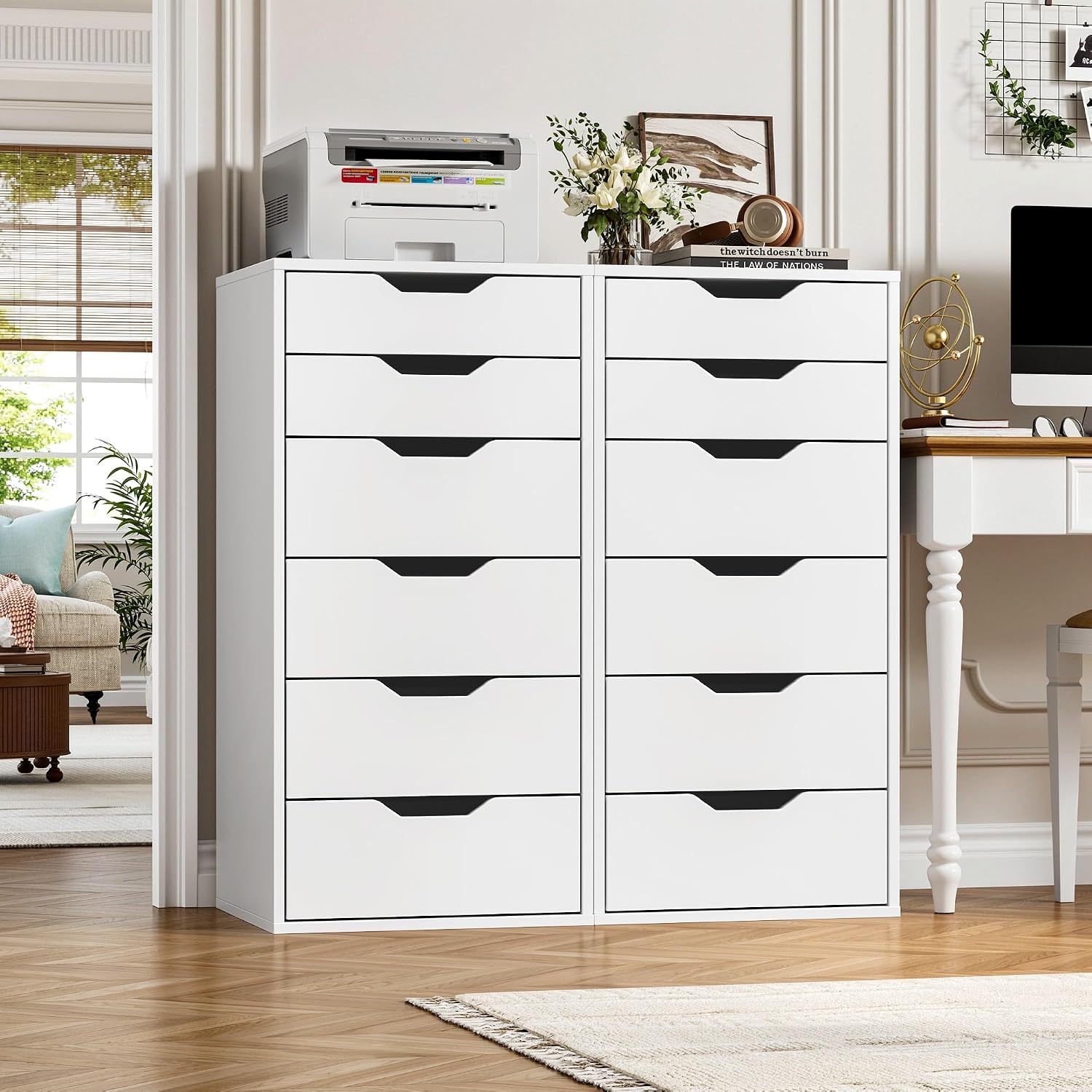 Detalle 2 de FOREHILL M279 – biała komoda z 6 szufladami, 45 × 40 × 90,5 cm