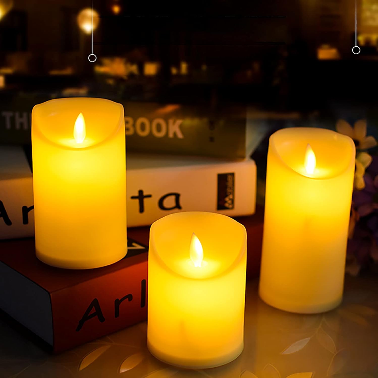 Thumbnail 2 de ILEEDear LED Candles - Flickering Real Wax Look, 4" 5" 6" with Remote, Flameless Ramadan & Christmas Decor (Ivory) - Pack of 3