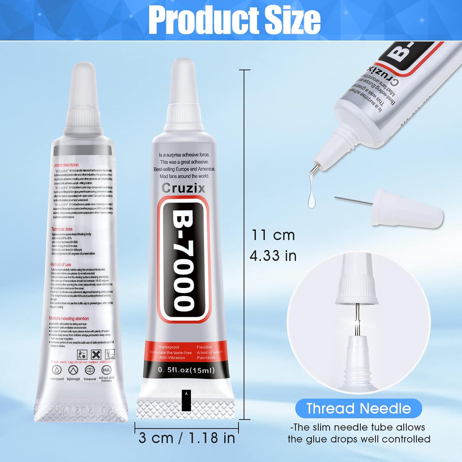 Detalle de Cruzix B-7000 Clear Precision Adhesive for Crafts and Small Repairs