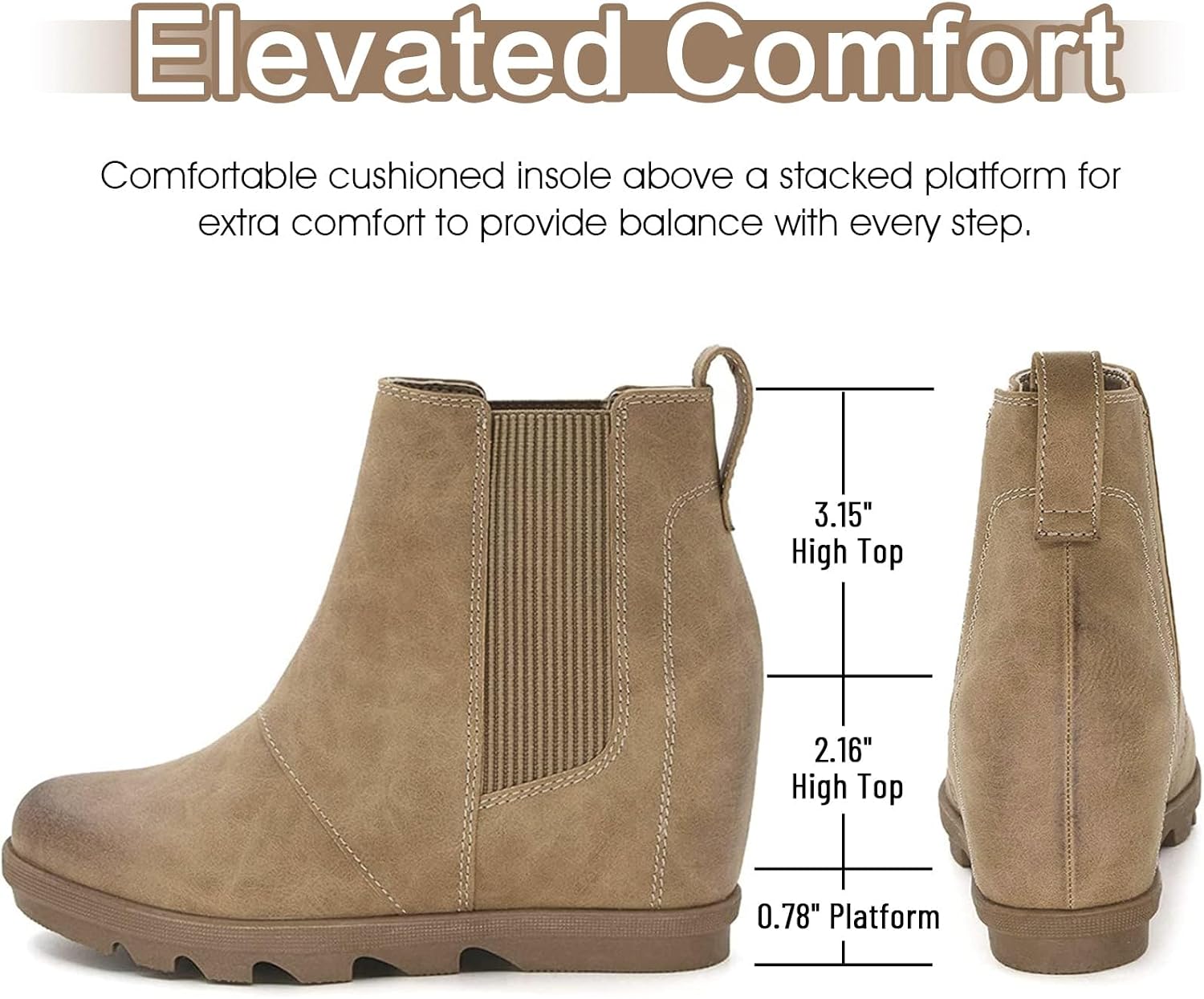 Thumbnail 2 de Athlefit Women's Wedge Boots Comfortable Ankle Booties