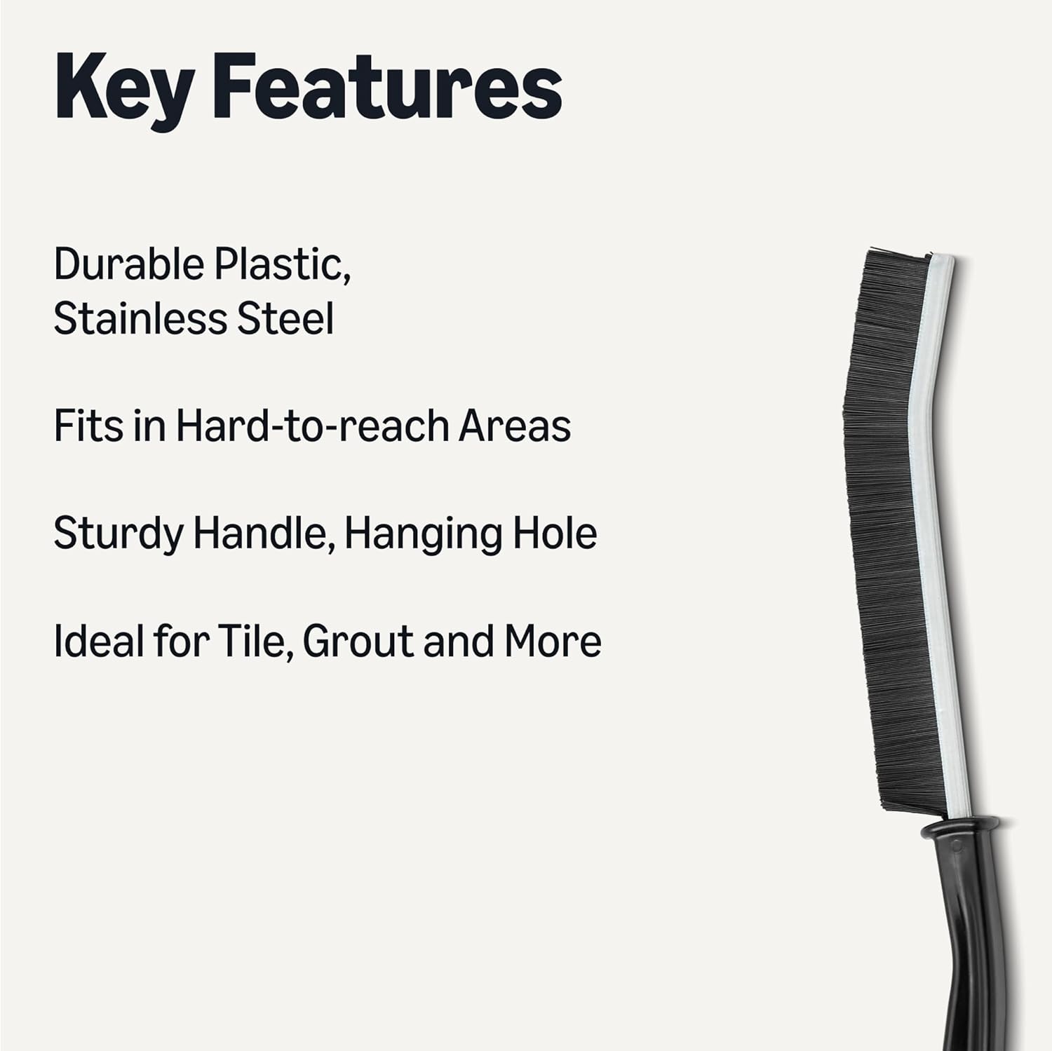 Thumbnail 1 de Amazon Basics Hard-Bristle Grout and Tile Cleaning Brush, Pack of 12 (24 cm) – Black