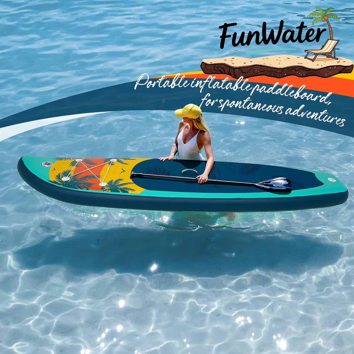 Thumbnail 5 de FunWater Inflatable SUP Board (11 ft / 10'6) — Large, stable, with EVA deck and complete accessories