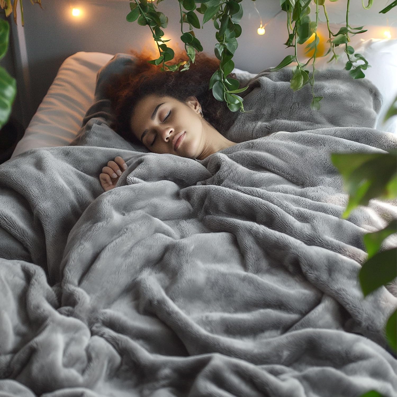 Detalle 2 de Bedsure King Size Fleece Blanket (Silver Grey) 270x230 cm