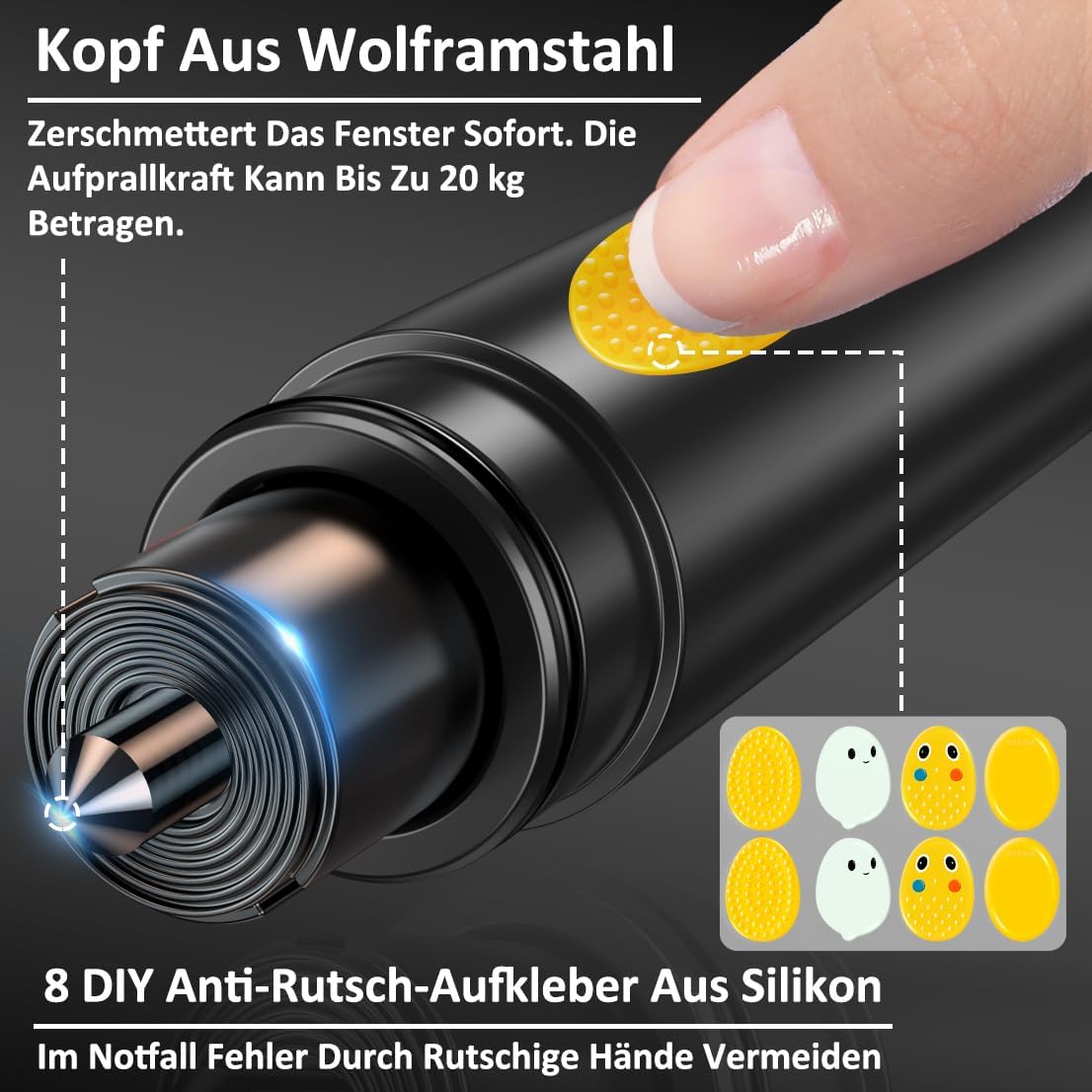 Detalle de Smosun Sicherheitshammer mit Gurtschneider und Notfallhammer für PKW/LKW (mit Testglas-Zerstör-Funktion)