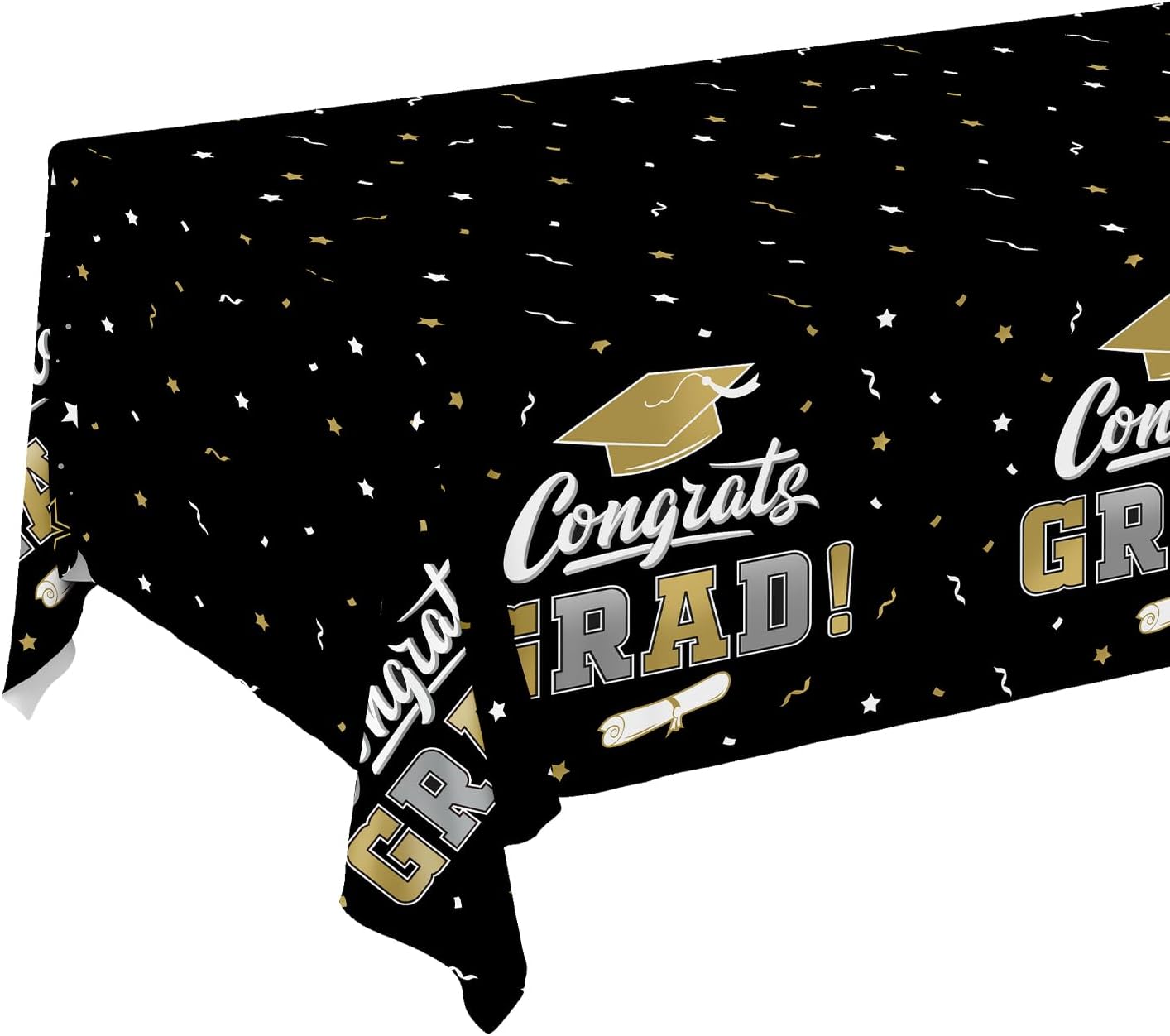 Thumbnail 5 de Gatherfun Graduation Decorations Gongrats Grad Tablecover Set (Class of 2026), 3-Pack 54" x 108" Black & Gold