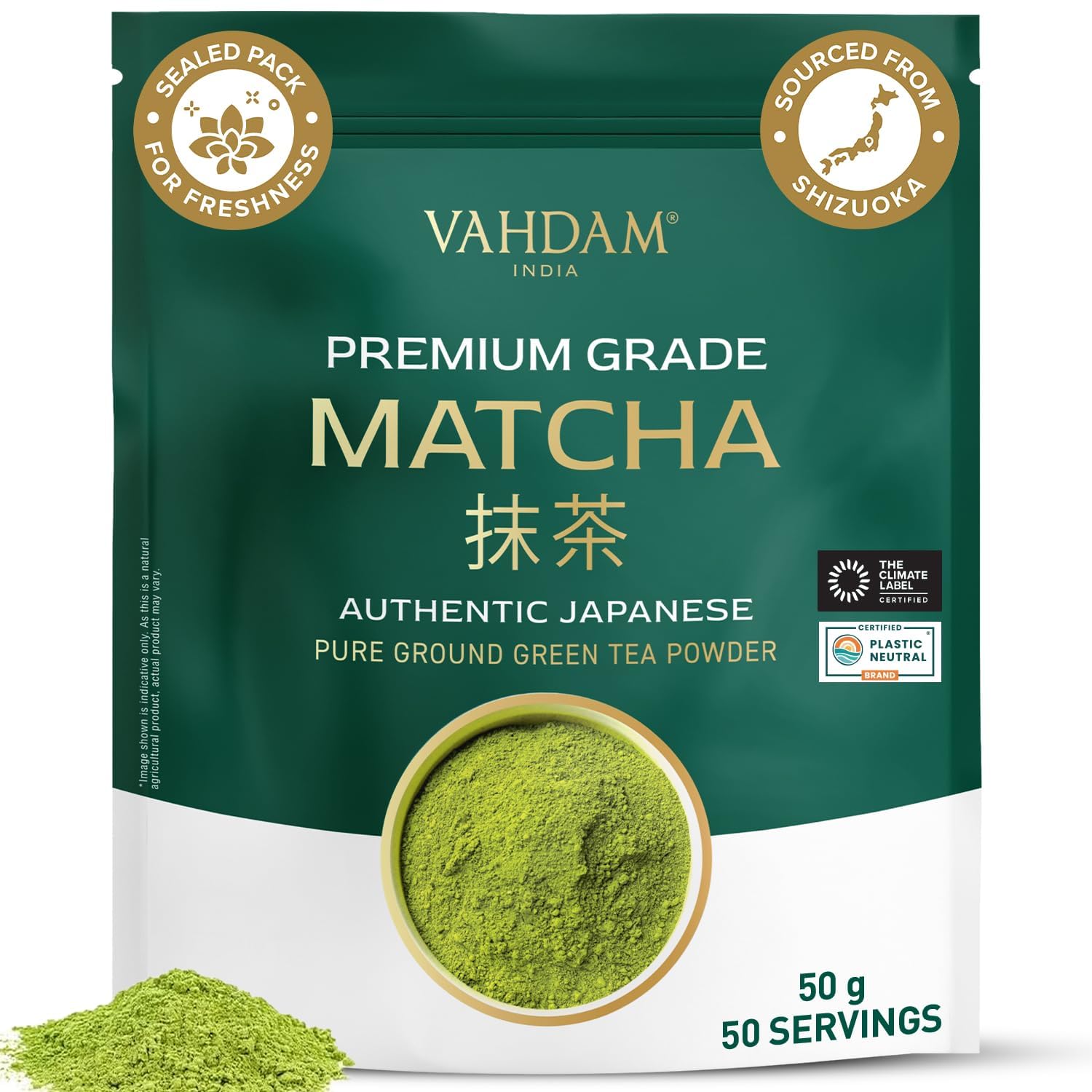 Detalle de VAHDAM Premium Matcha Grüntee 50g