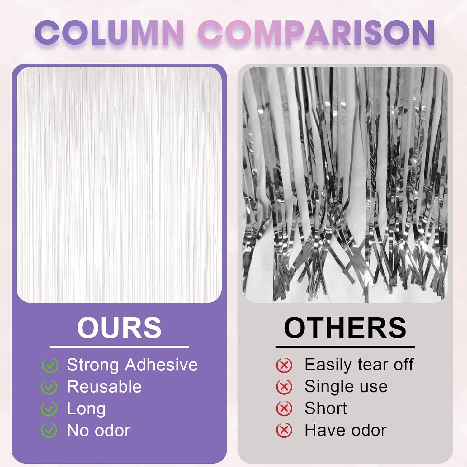 Thumbnail 4 de Voircoloria 3 Pack White Foil Fringe Backdrop Curtains (3.3x8.2 ft)