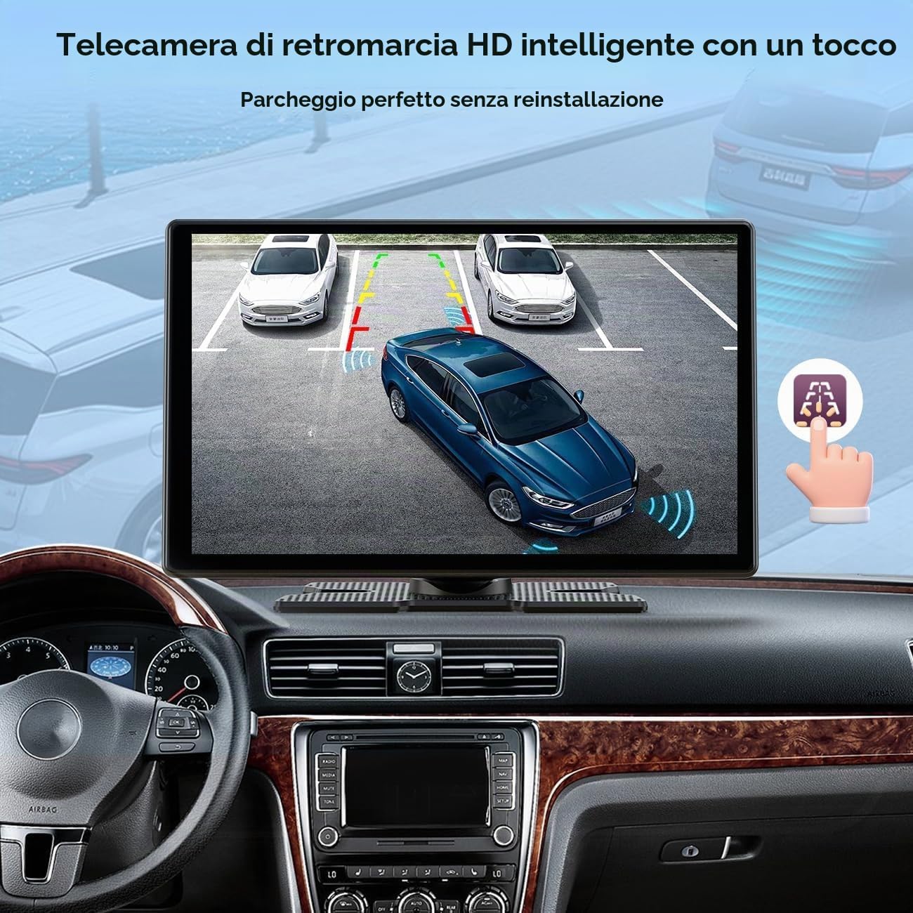 Detalle 2 de LAMTTO Carplay Wireless: Schermo-HD da 9" per Auto con CarPlay/Android Auto, Navigazione e Intrattenimento
