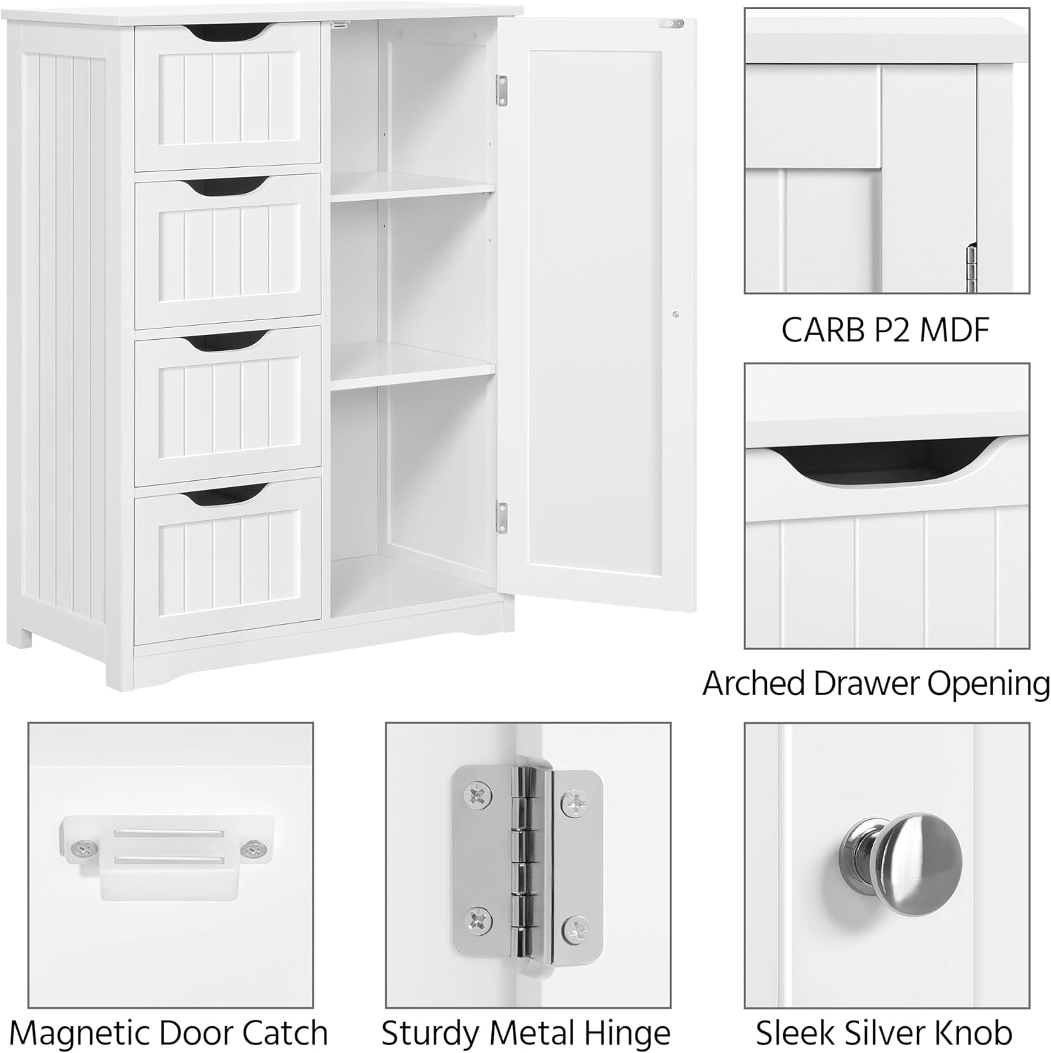 Detalle 2 de Yaheetech Bathroom Storage Cabinet, 4 Drawers