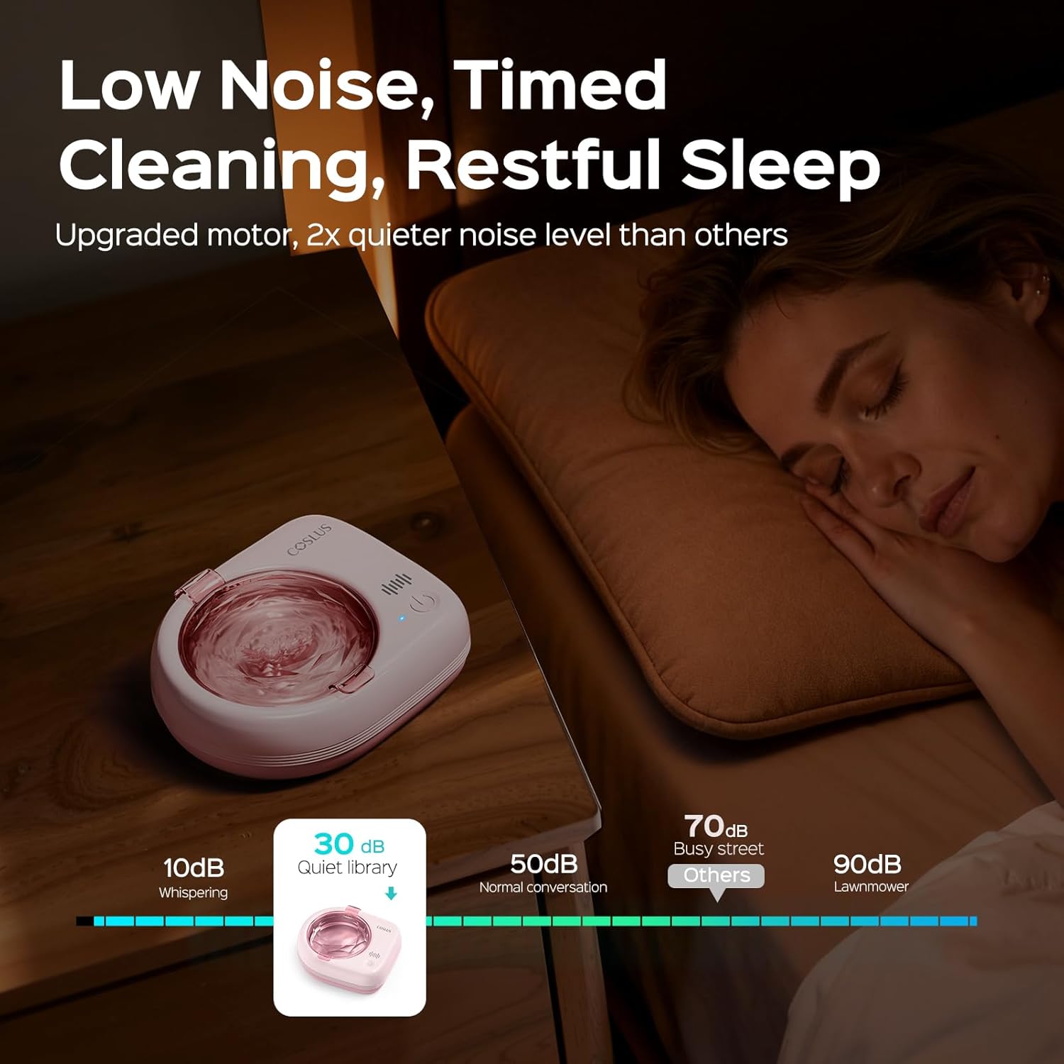 Thumbnail 6 de COSLUS C50 Portable Ultrasonic Retainer Cleaner (50kHz) cordless pink – travel and home deep cleaning