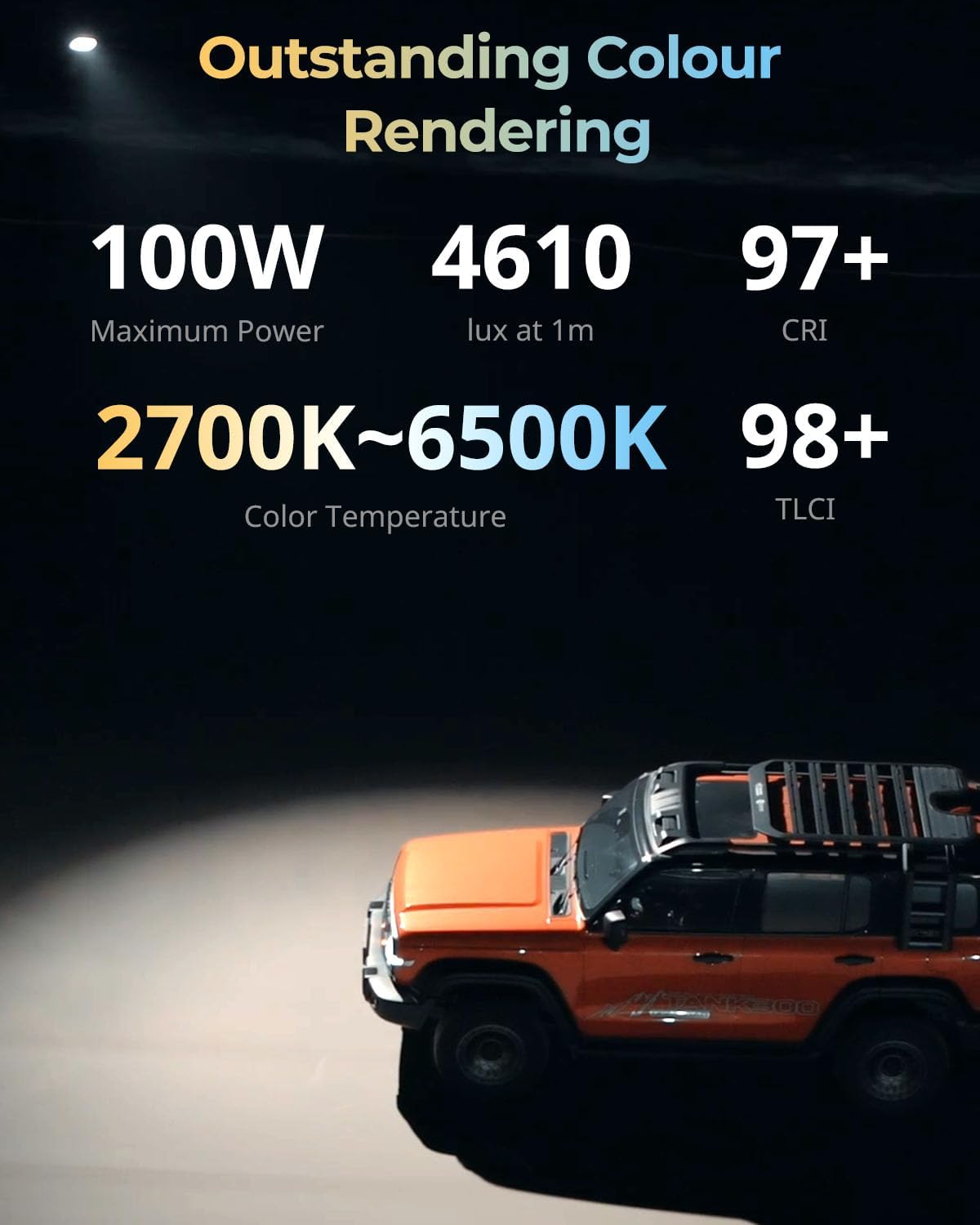Detalle 2 de SmallRig RC 100B Lampe Vidéo COB avec Poignée – lumière bi-couleur portable 2700K–6500K et contrôle via app