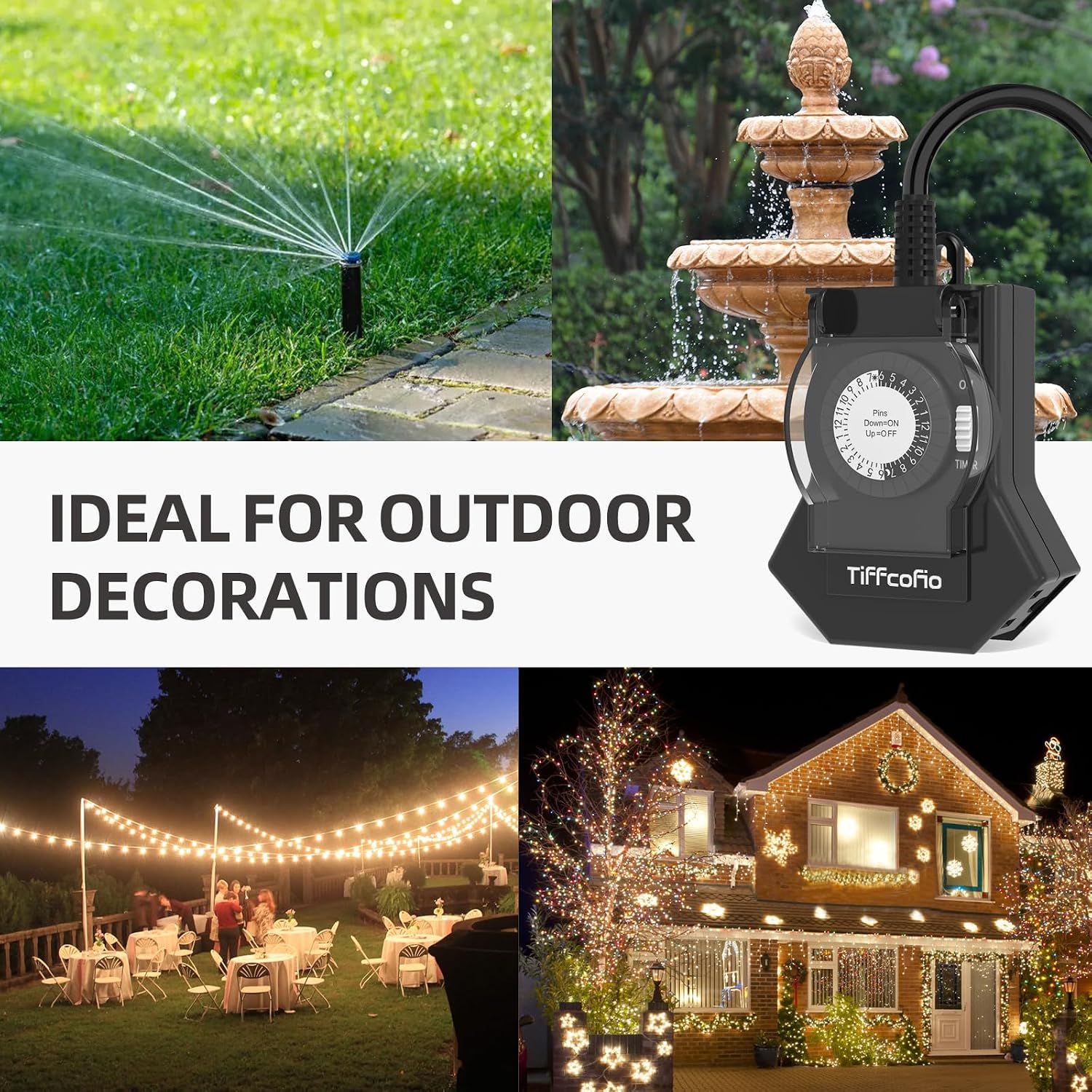 Thumbnail 6 de Tiffcofio TF-204 Outdoor Mechanical Timer with 3 Grounded Outlets