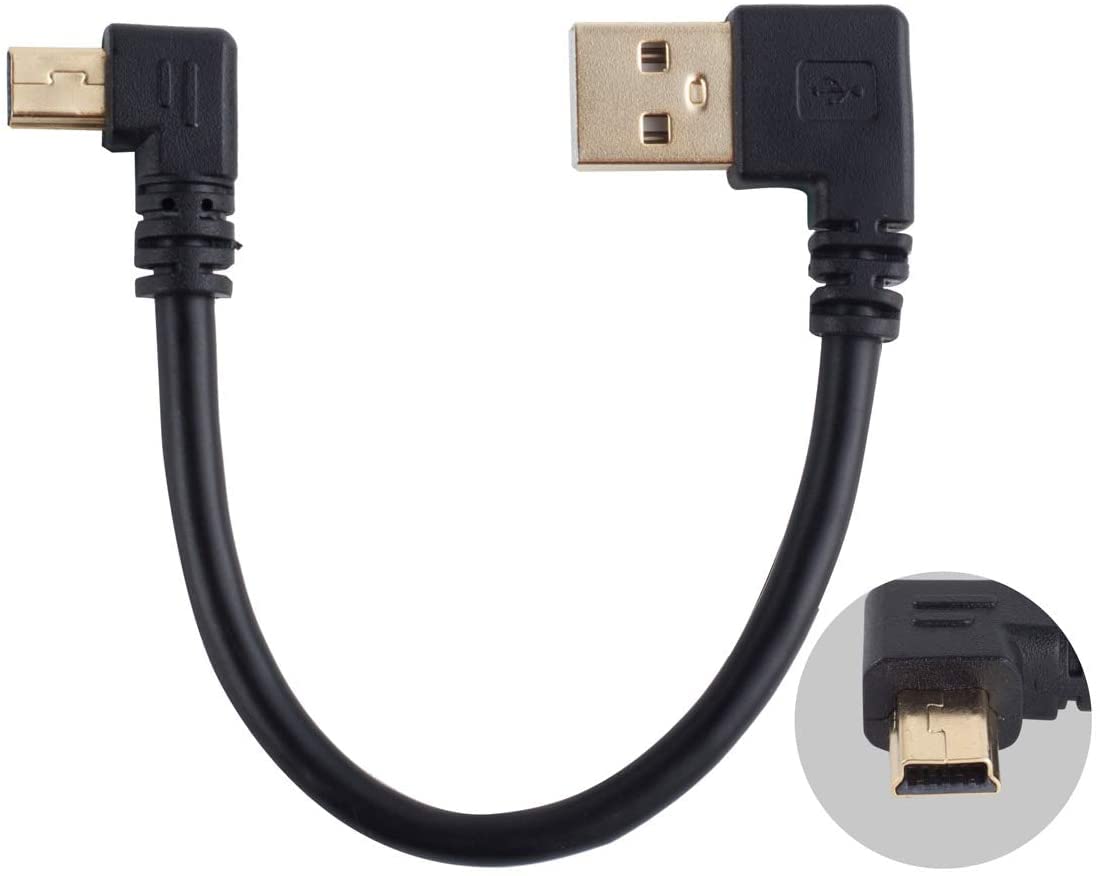 Thumbnail 3 de Herfair USB Cable, Right Angled 12cm Gold Plated Mini USB 5 Pin (Pack of 3)