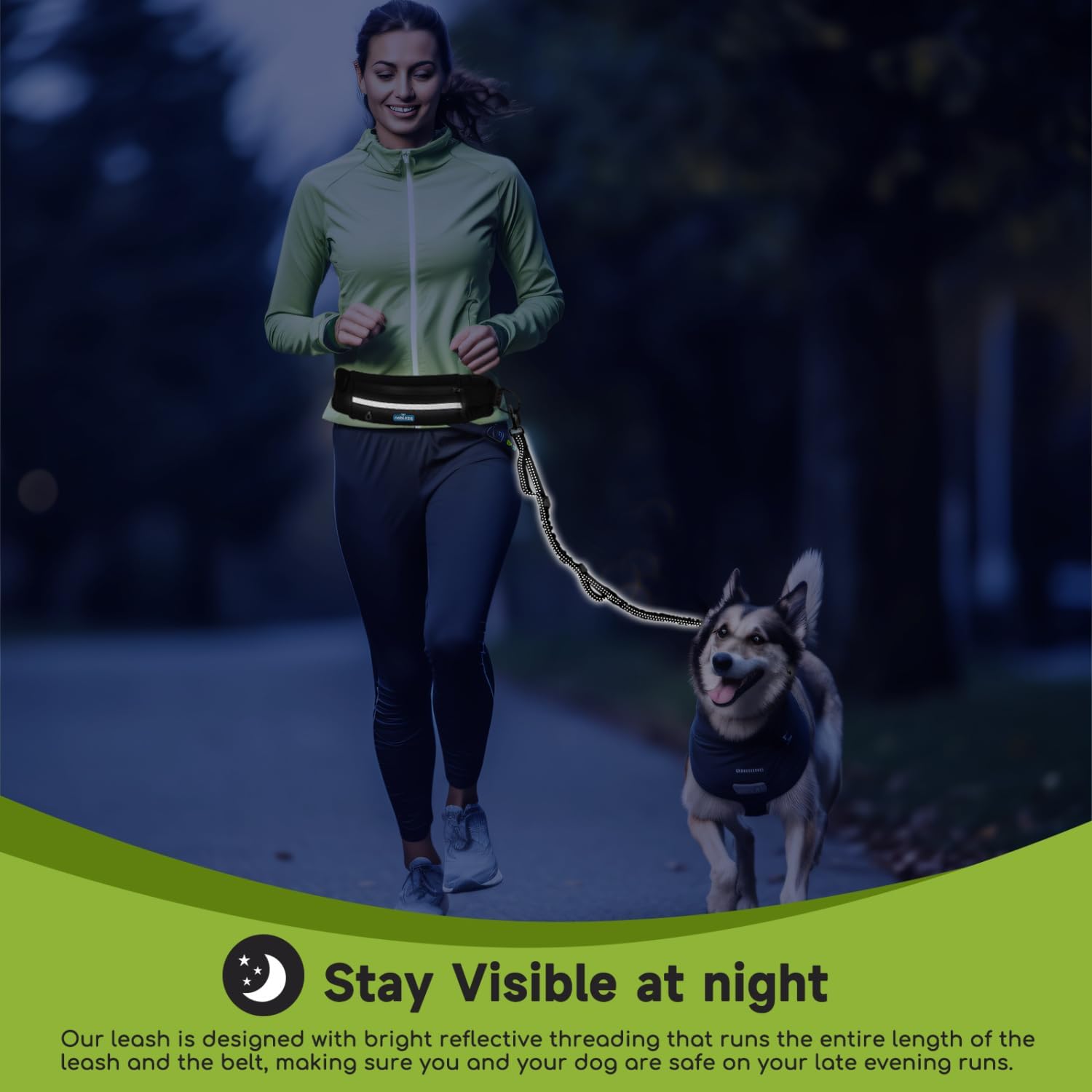 Thumbnail 6 de Nobleza Laisse Mains Libres pour Chien – Ceinture de Formation et Laisse Multifonction, avec Absorption de Choc et Bande Réfléchissante