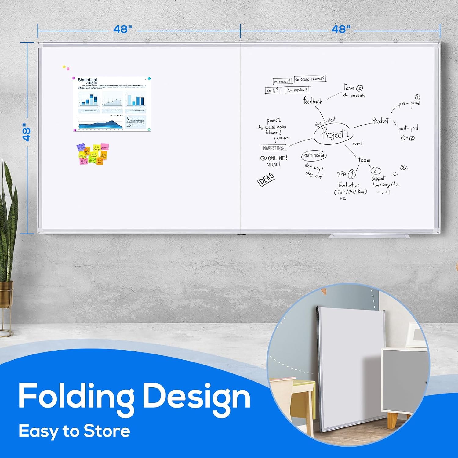 Thumbnail 1 de Maxtek PTL-4"X8" Magnetic Dry-Erase Whiteboard, 96 x 48 in, Aluminum Frame