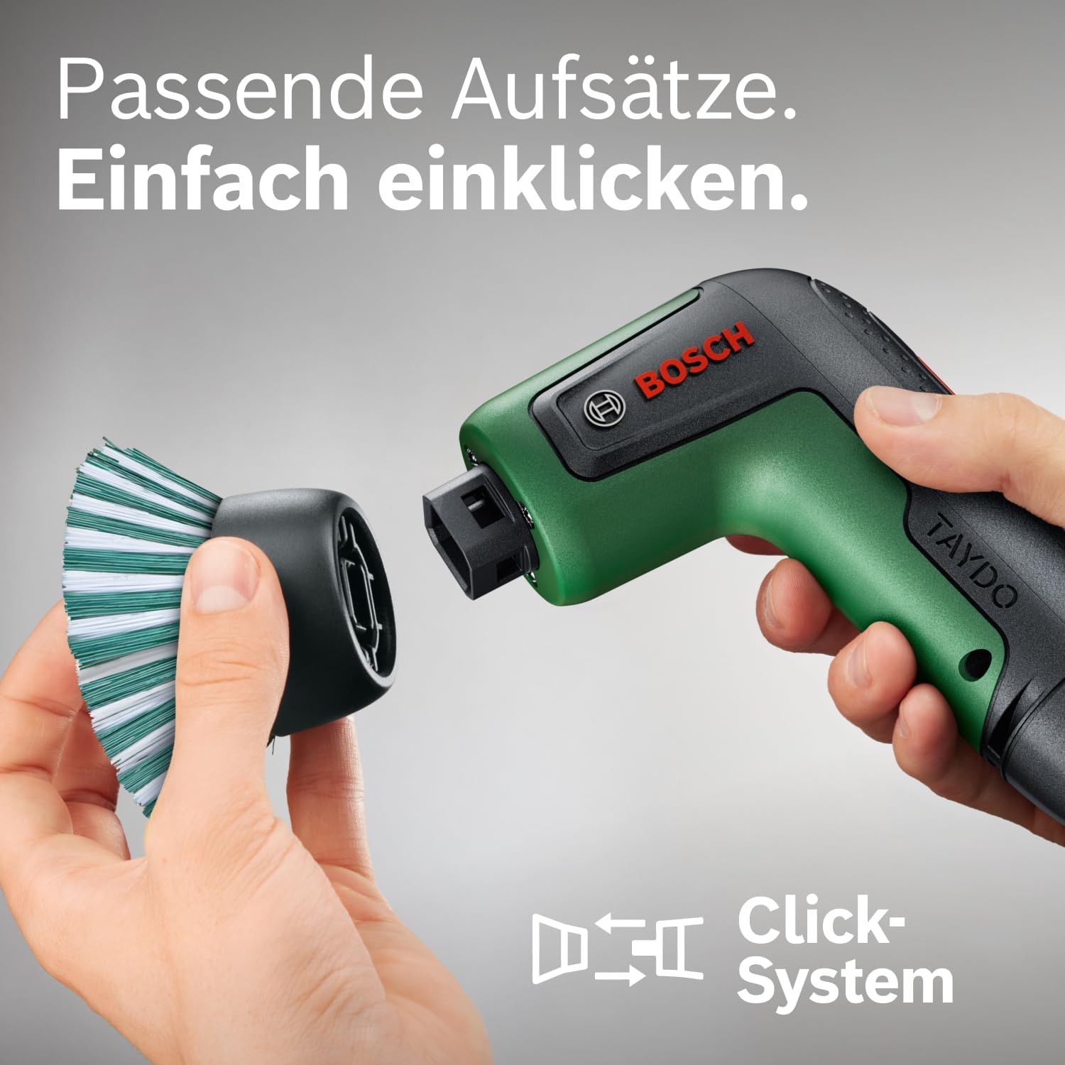 Detalle de Bosch TAYDO Akku-Reinigungsbürste – Vielseitige Reinigungslösung für Bad, Küche & Haushalt