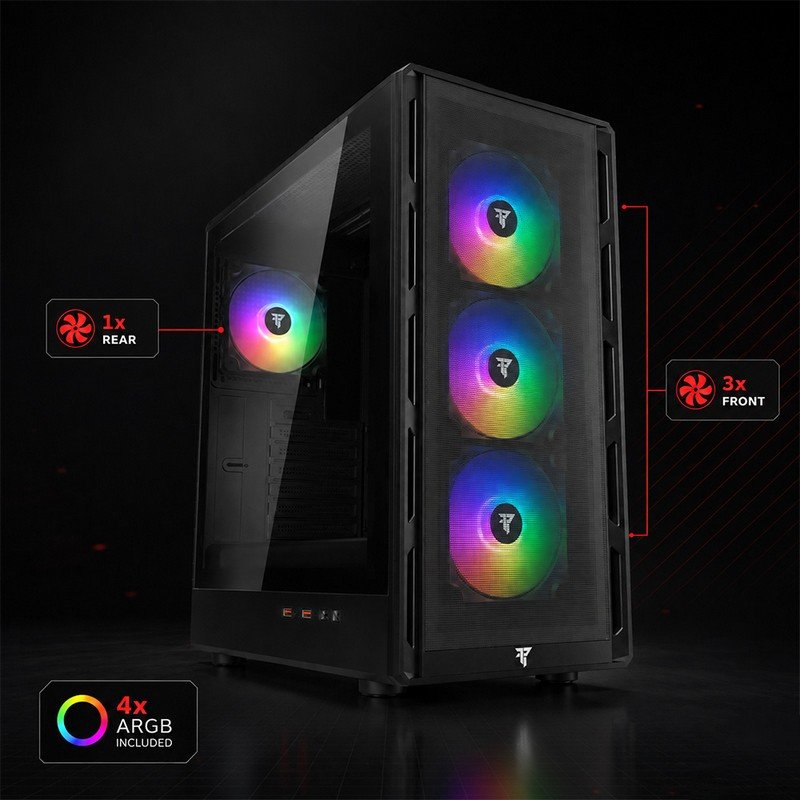Detalle de Tempest Ironvale: Caja PC ATX ARGB Mesh Negra