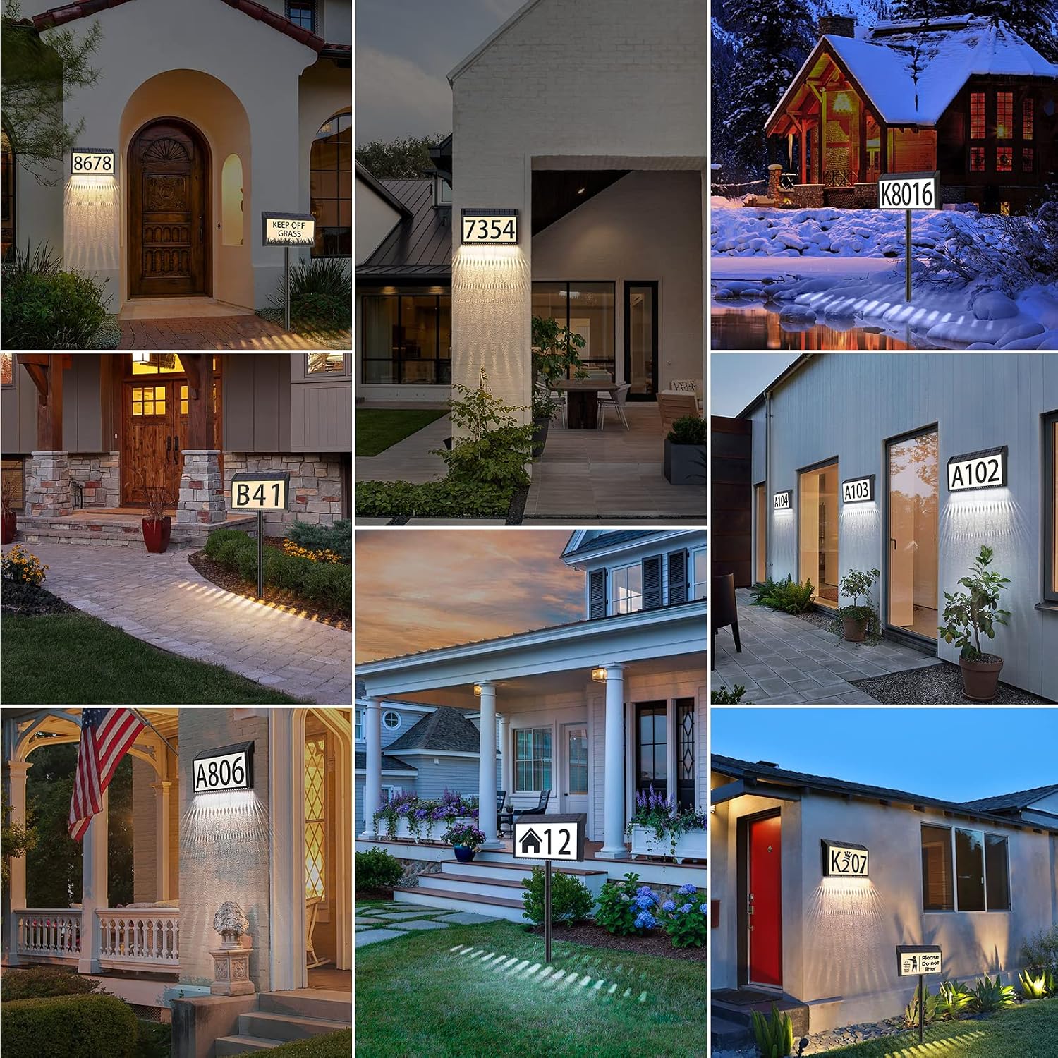 Detalle de MAXvolador Solar Address Sign with 3 Light Modes