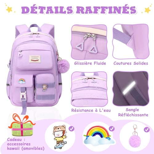 Detalle de Sisipoet Cartable Fille Sac à Dos pour Ordinateur 15,6 pouces – Collège/Lycée