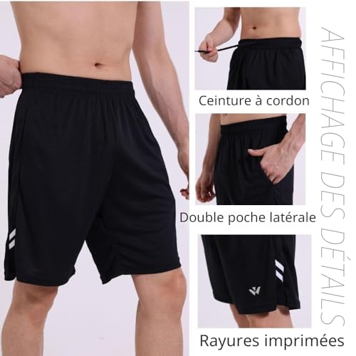 Detalle de fovdtaa Lot de 5 shorts de sport pour homme avec poches et taille élastique – léger, respirant et polyvalent