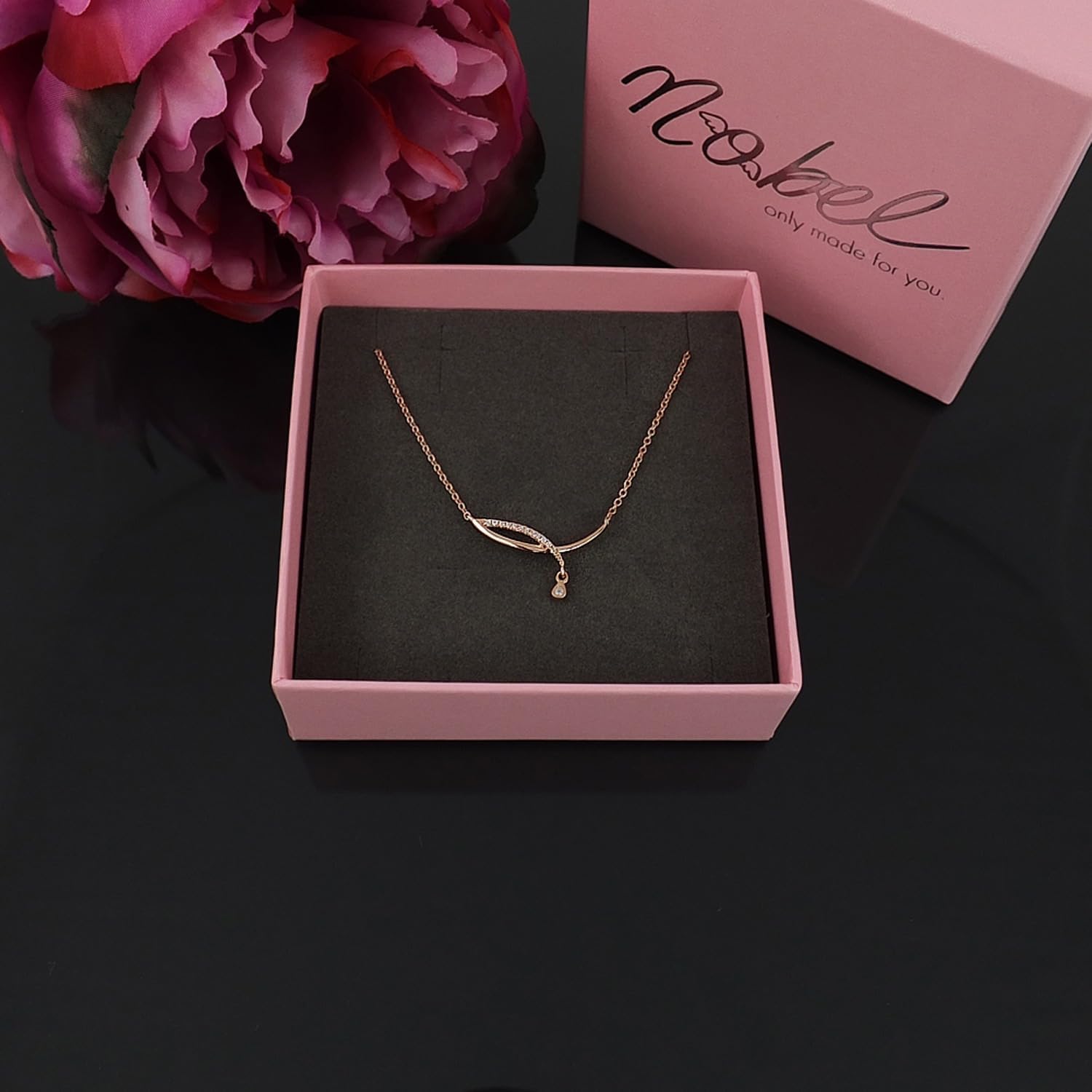 Detalle de Nobel Damen-Kette 925 Sterling Silber Rosegold Zirkonia – Feines Halskettchen mit AAA-Akkuratem Ihrem Look