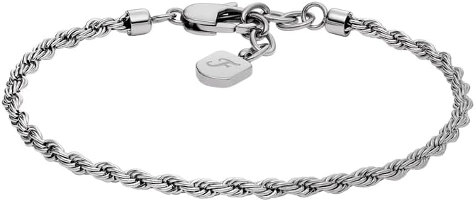 Thumbnail 6 de Bracelet pour homme Fossil en acier inoxydable argenté avec fermoir en forme de homard