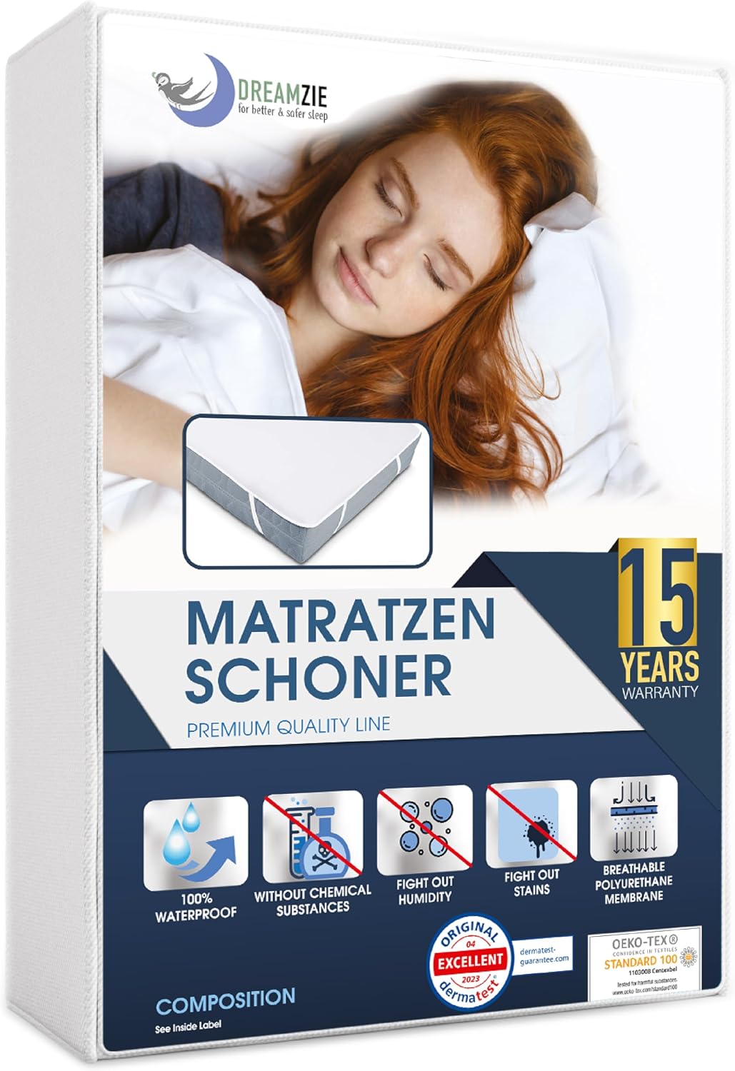 Detalle de Dreamzie Matratzenschoner 120×200 cm wasserdicht