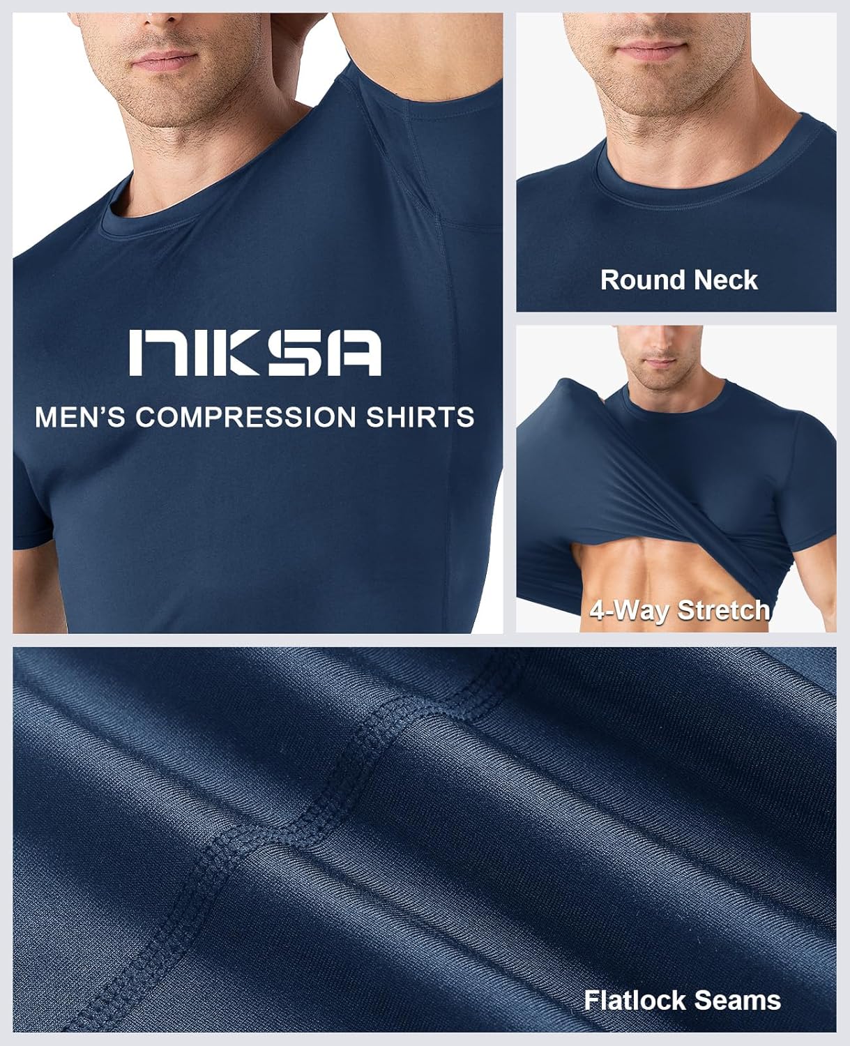 Thumbnail 4 de Niksa Compression Shirt Men – 3 Pack Short Sleeve Muscle Fit, Breathable Quick-Dry Base Layer Tops