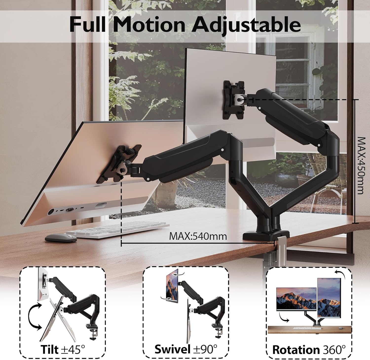 Thumbnail 4 de BONTEC Monitor Halterung 2 Monitore 13–32 Zoll